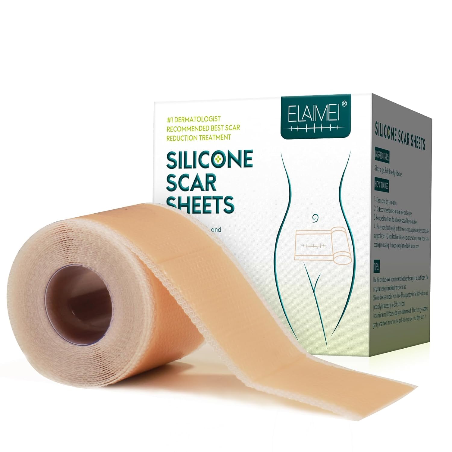 GREEN ANGLE Silicone Scar Sheets, Silicon gel sheets for Scars Transparent Medical Silicone Gel Tape for Scar Removal, Silicone Scar Tape Roll For Hypertrophic Scars and Keloids Caused by Surgery (B0CX169W4V) Amazon Price History, Amazon Price Tracker