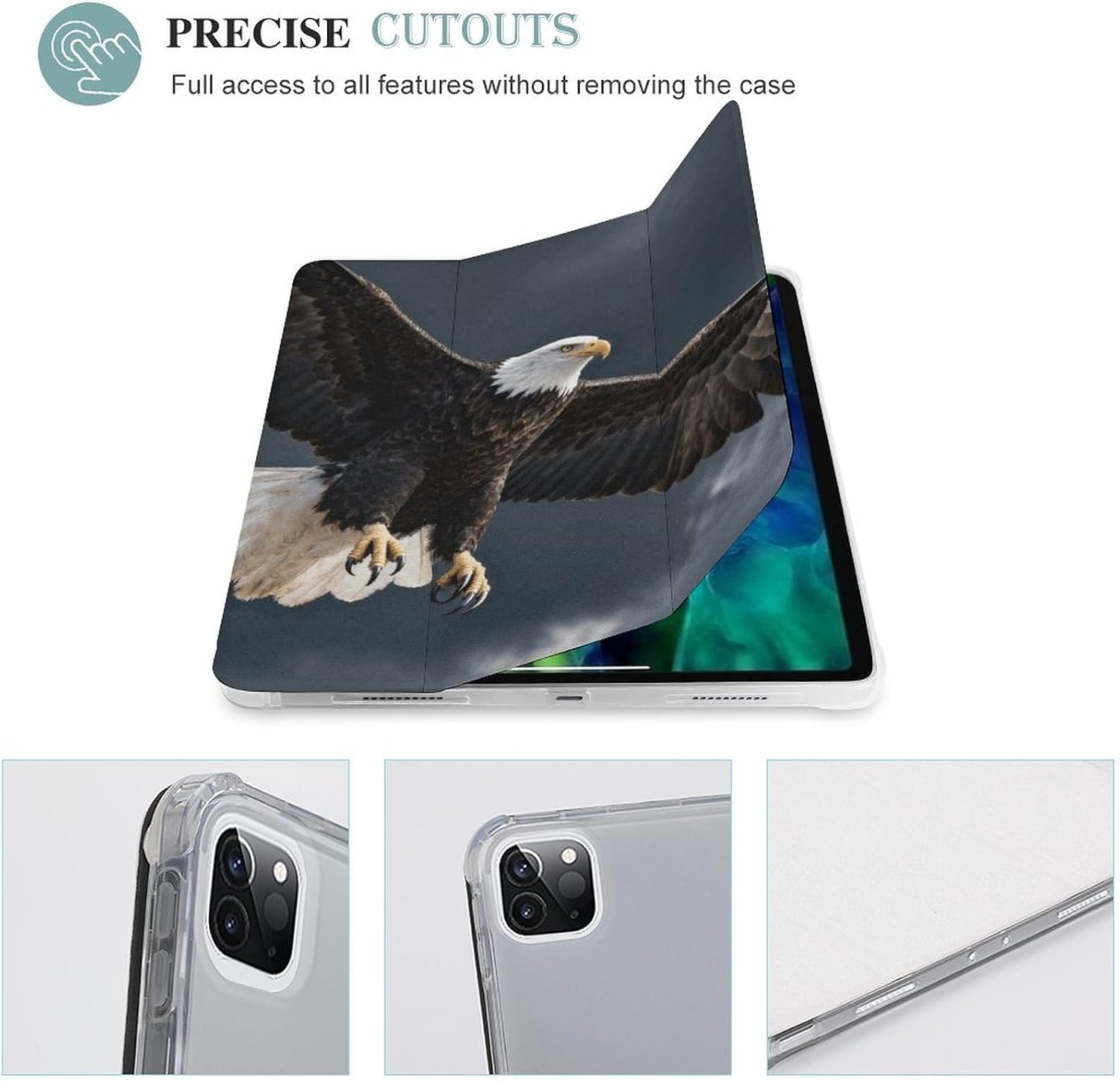 Bald Eagle Flight 12.9 in Trifold for iPad Case with Pencil Holder image 4