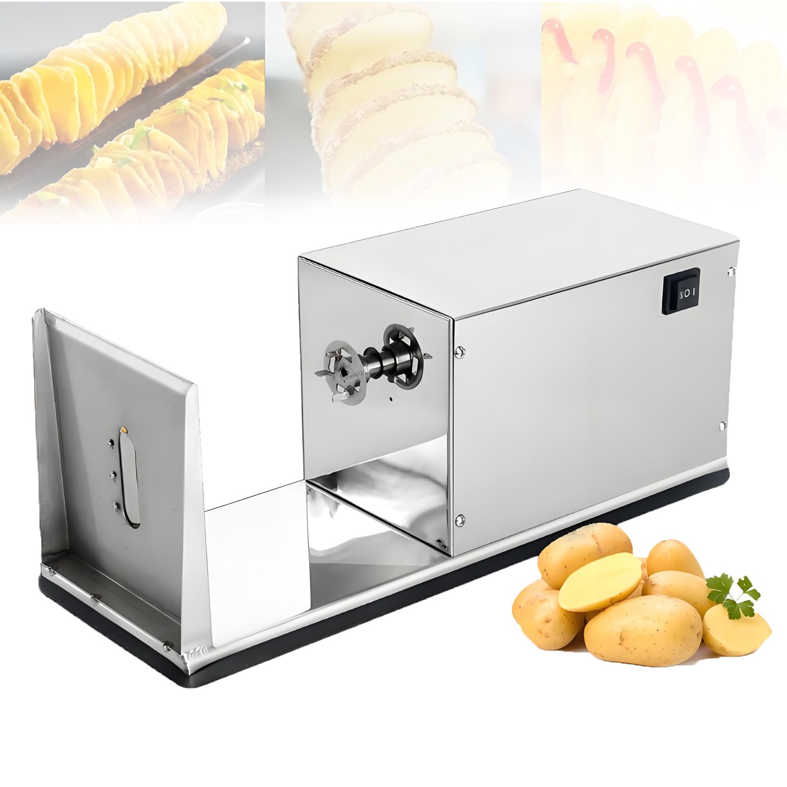 GTHTUHFD Electric Stainless Steel Potato Spiral Slicer Machine - Tornado Cutter For Twisted Chips Curly Fries - Ideal For Home Commercial Use - Easy Potato Chipper Fry Maker