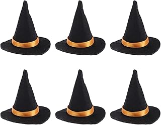 6pcs Halloween Mini Witch Hats Wine Bottle Hat Caps for Halloween Party Table Decorations - Black