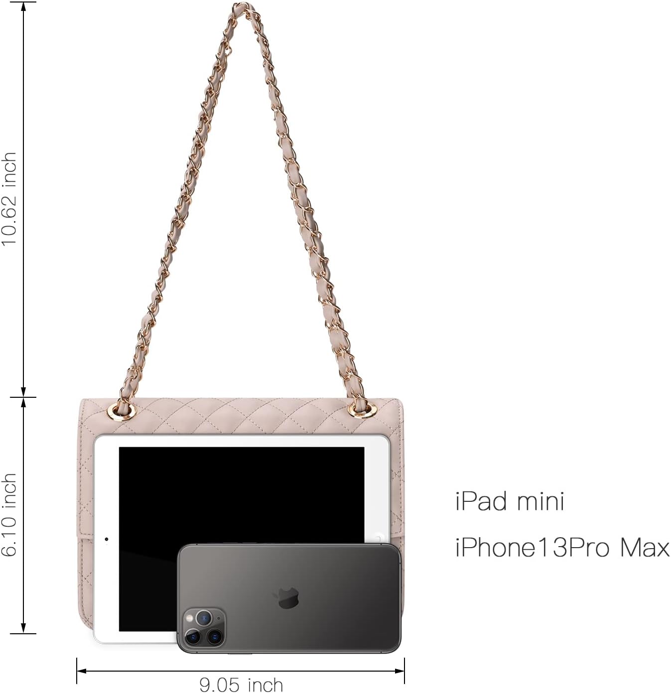 GM LIKKIE Quilted Shoulder Bag for Women, Medium Flap Crossbody Handbag with Chain Strap, Soft Vegan Leather Clutch Purse - Image 6