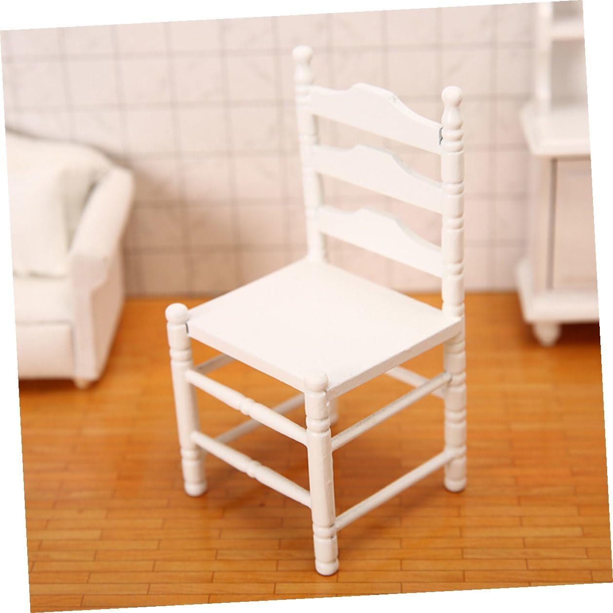 Yardwe 12 Scale White Long Back Seat Doll Furniture Accessory for Small House Decor and DIY Miniature Furniture Craft