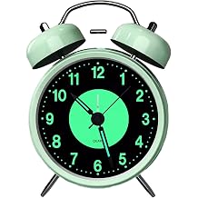 Retro Twin Bell Alarm Clock Quartz Non Ticking Silent Luminous Dial Nightlight Analog Desk Clock Green