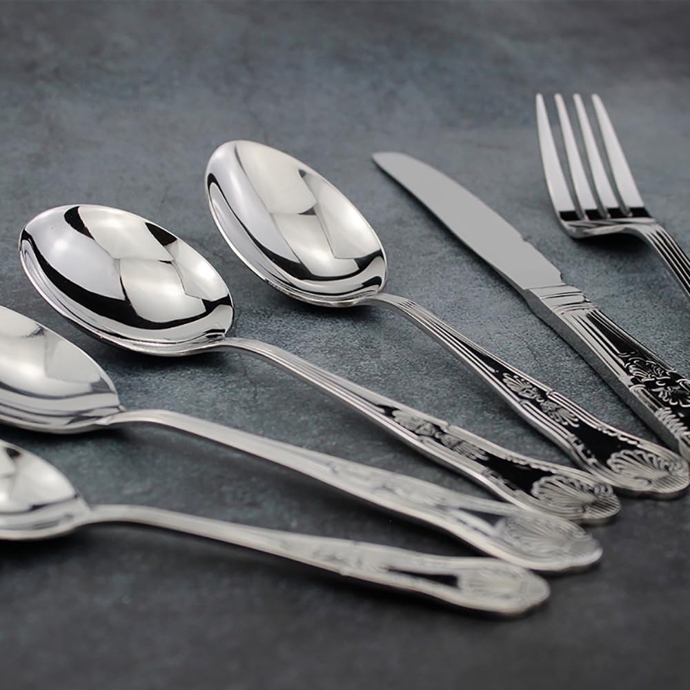 Juego de cubiertos de lujo, cubiertos, cubiertos, cubiertos de acero inoxidable, restaurante en casa, vajilla con acabado de espejo, servicio de 20 piezas para 4 (40 piezas para 8) (30 piezas para 6