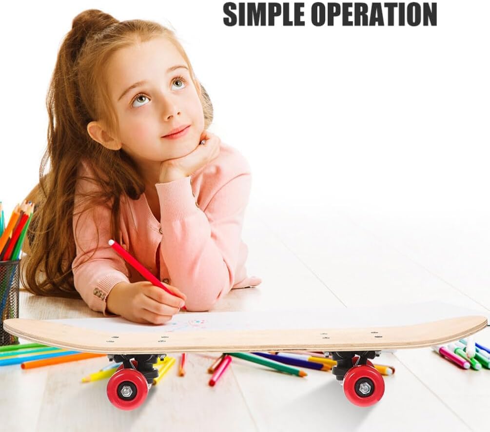 Planche de skateboard vierge en bois brut avec roulettes, 60 x 15 cm, 7 plis, duromètre 100A, roues en polyuréthane, 5 cm
