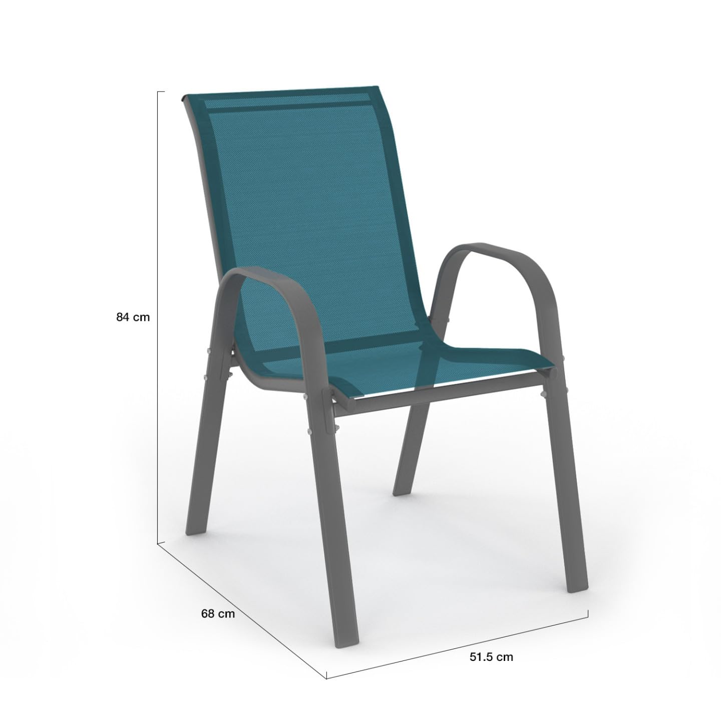 IDMarket - Lot de 4 chaises de Jardin LYMA métal et textilène empilables Bleu Canard