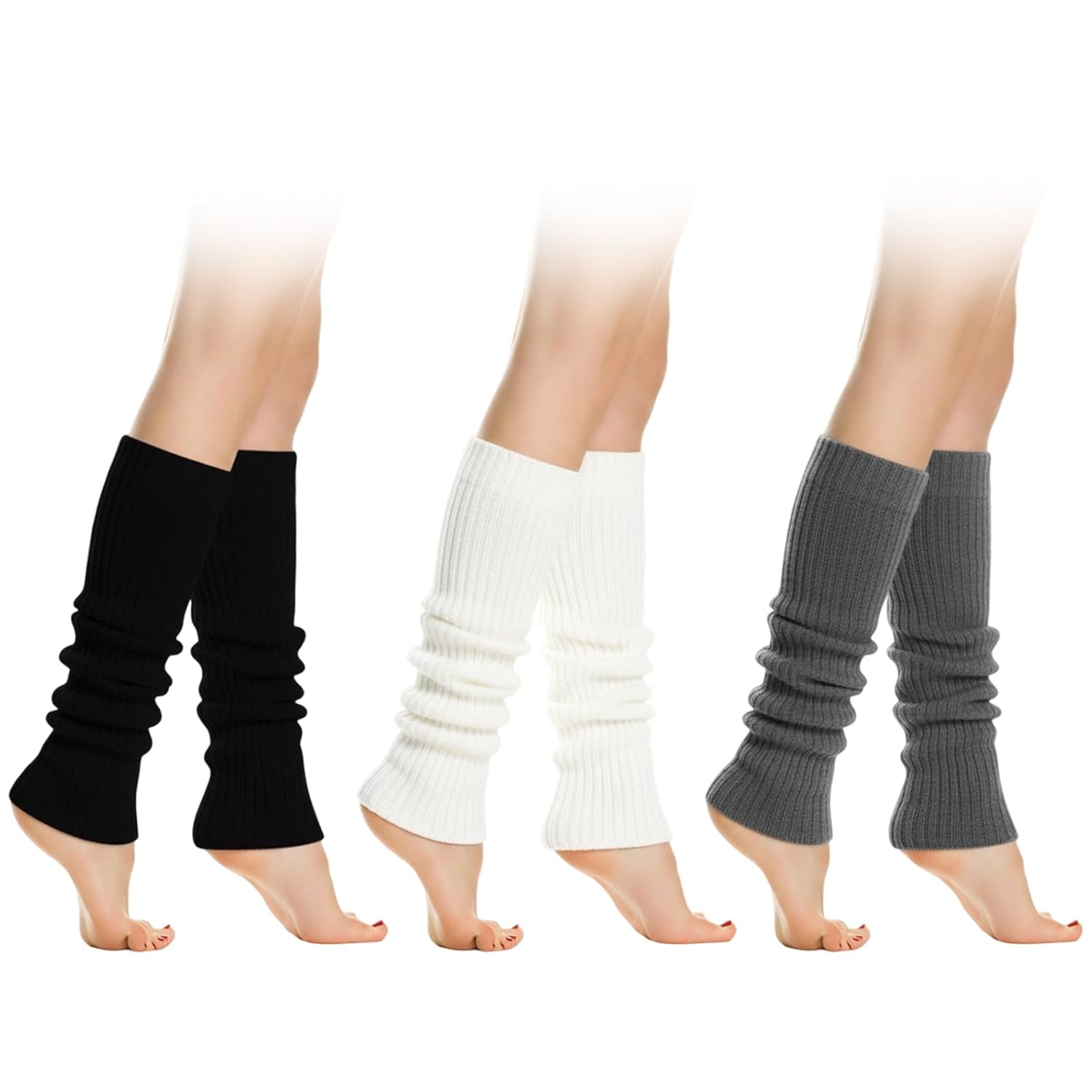 3-Pack Leg Warmers Cable Knit Leg Warmers for Ballet Women 80s Style for Dance Yoga and Cold Weather