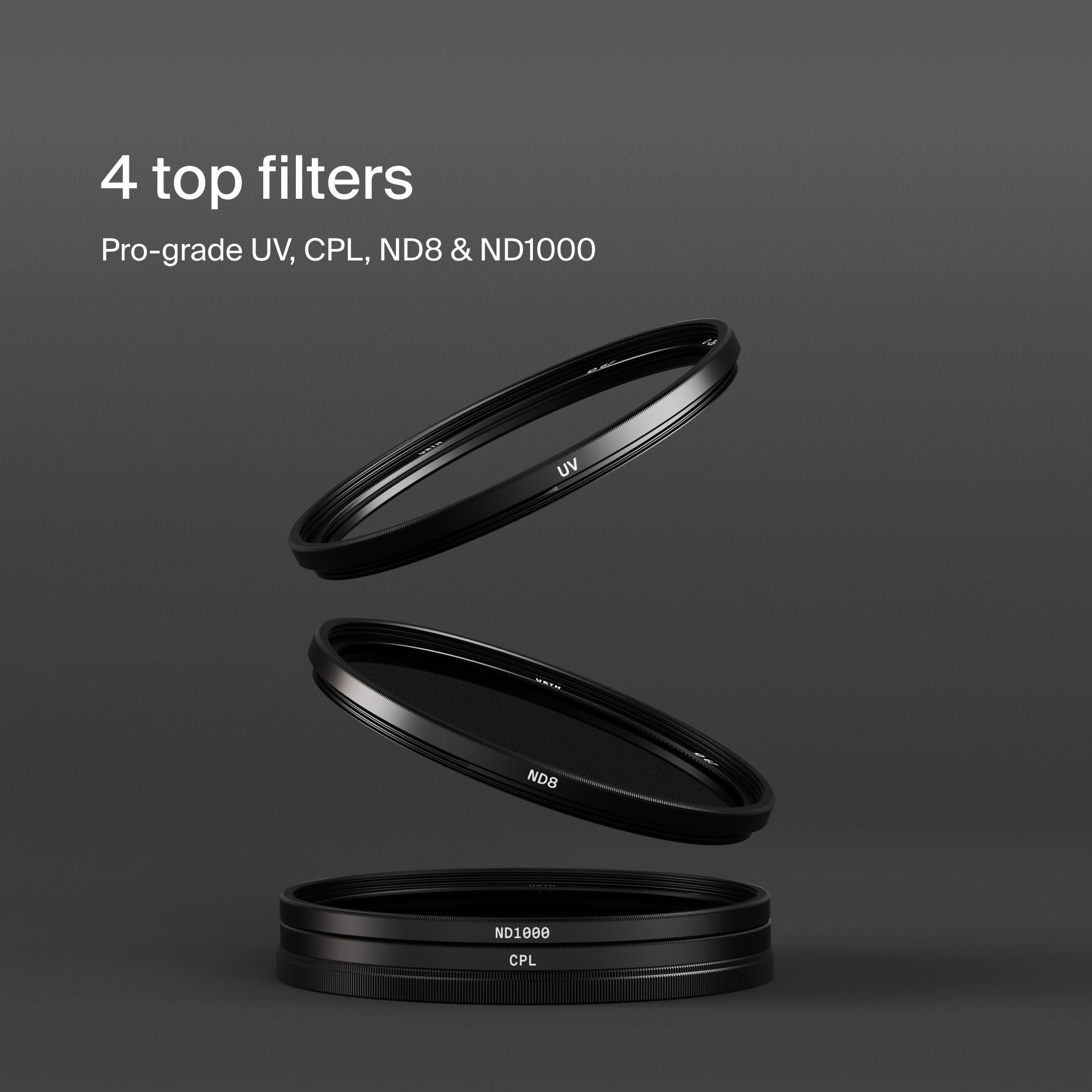 Urth 49 mm Kit Filtri UV, CPL, ND8, ND1000 (Plus) per Obiettivo 4-in-1 — Nano Rivestimento, Filtro per Fotocamera in Vetro Ottico HD con 2 Tappi