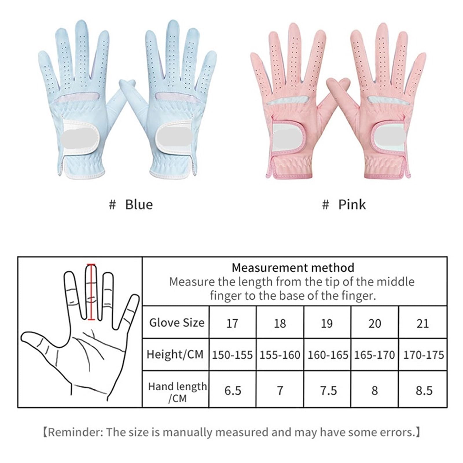 Guantes De Golf Guante de Golf Profesional de Tela Suave y Transpirable for Mujer, Mano Izquierda y Derecha, 1 par Golf Guantes