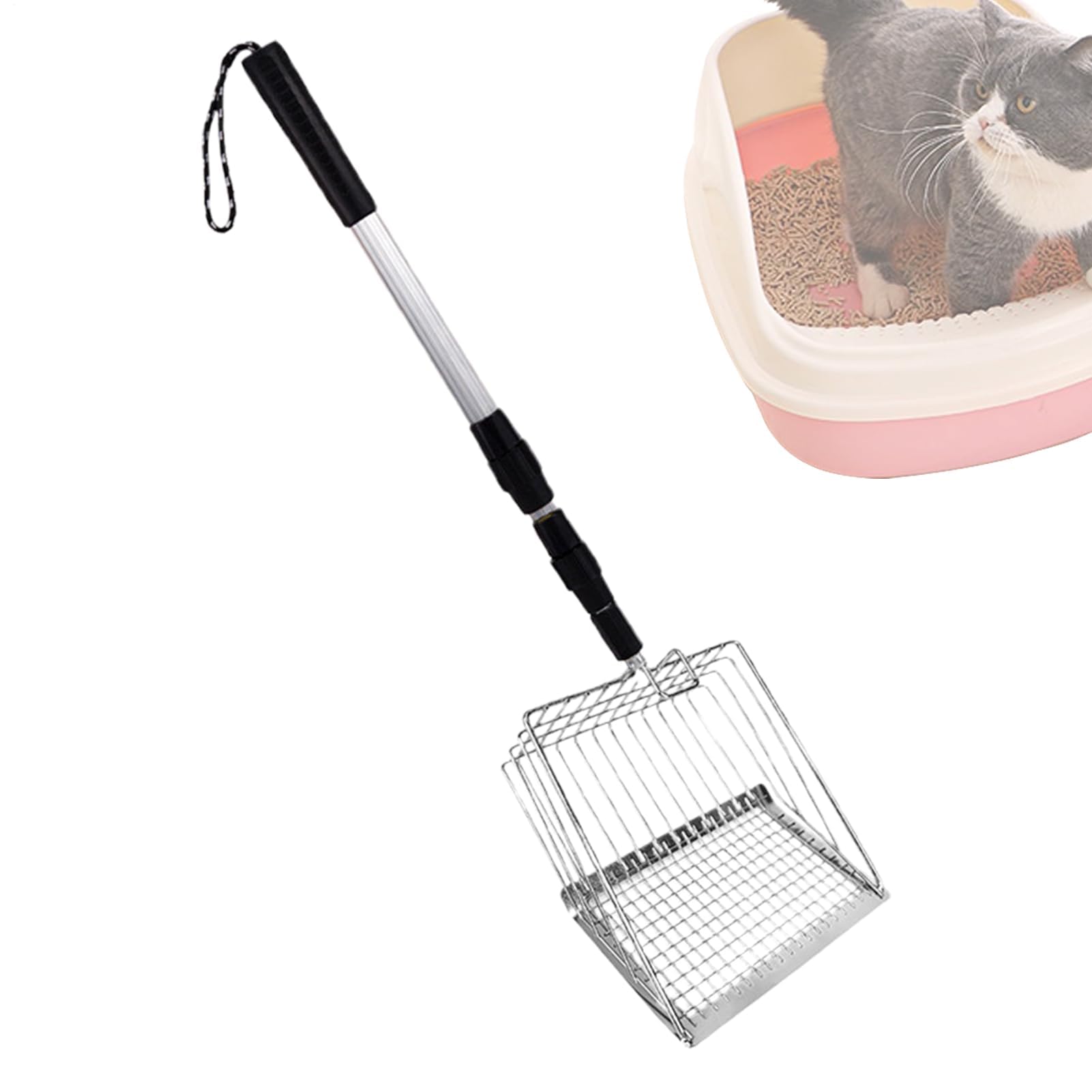 Paletta per lettiera, Gatto con Paletta Profonda, Manico Lungo, setaccio for Escrementi for Uso Domestico, Anziani, Cura degli Animali Domestici, Vita in Piccoli spazi