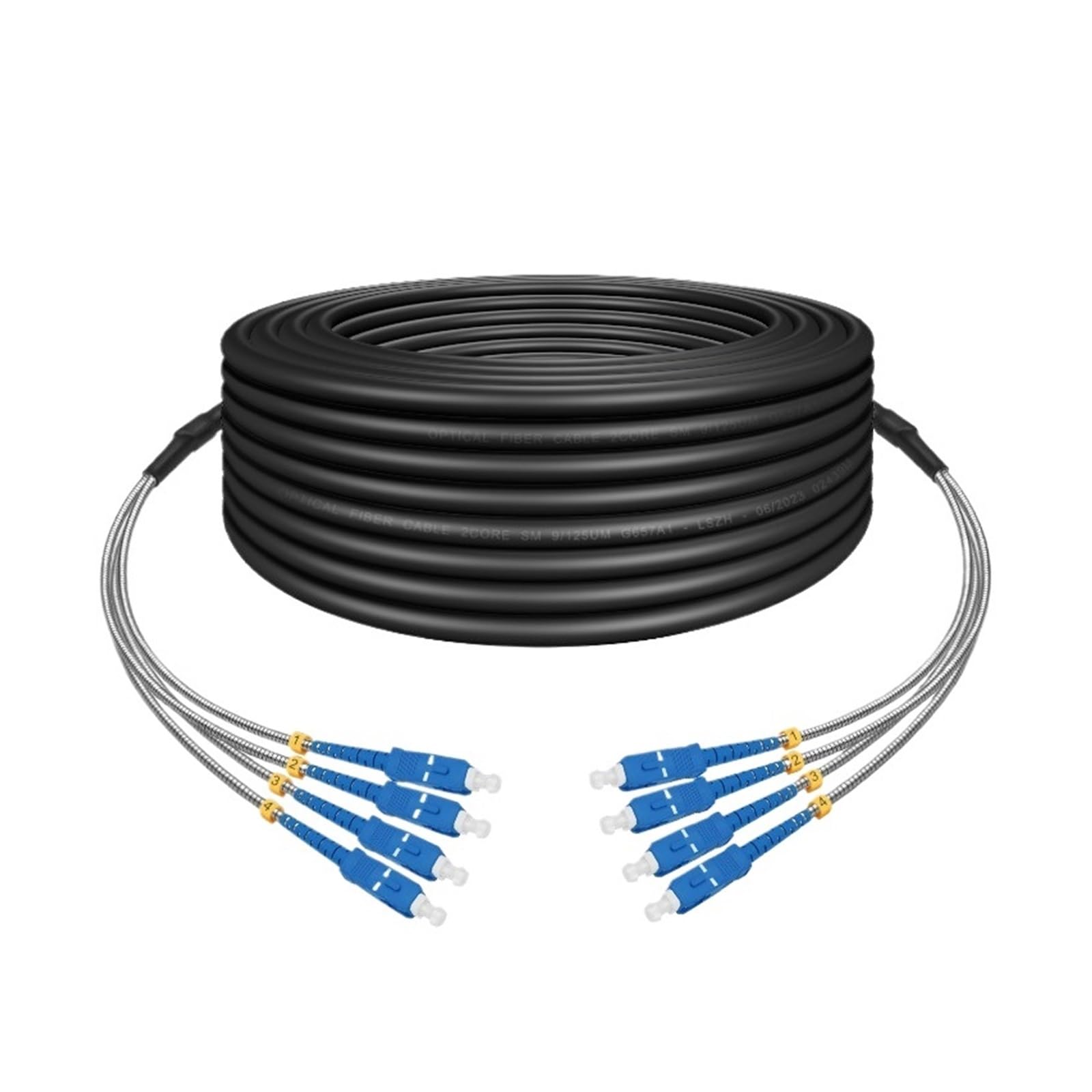 Câble fibre optique extérieur monomode pour relier deux bâtiments en SC-SC 10m 7mm
