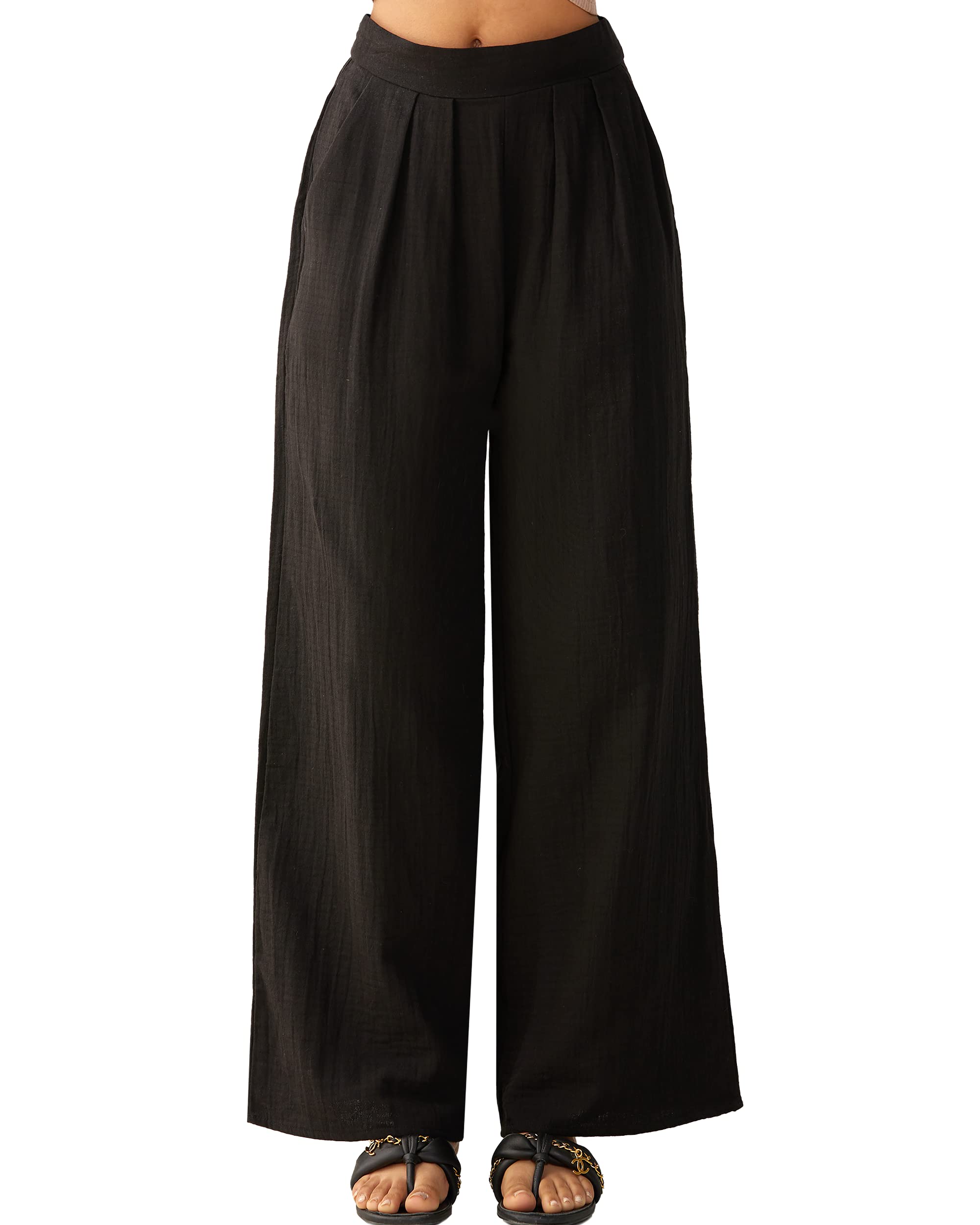 noflik Womens Business Casual High Waisted Wide Leg Palazzo Work Pants with Pockets