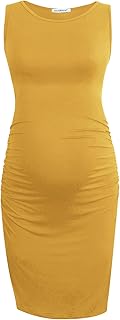 Smallshow Women's Sleeveless Maternity Dress Ruched Pregnancy Clothes