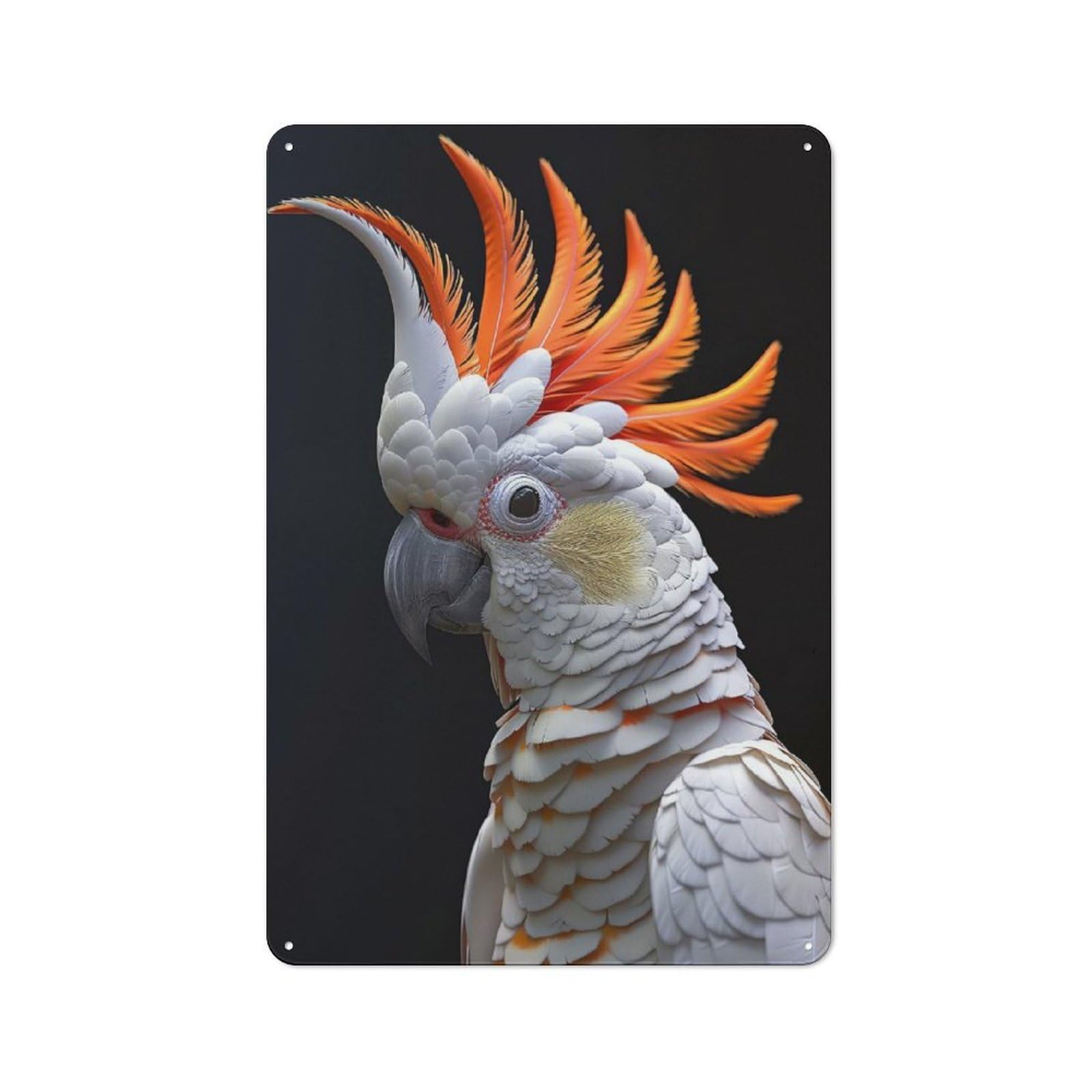 Loft Style Cockatoo Decorative Metal Plaque 30x20cm, Studio Wall Art for Workspace, Cafe, Hallway Or Garage