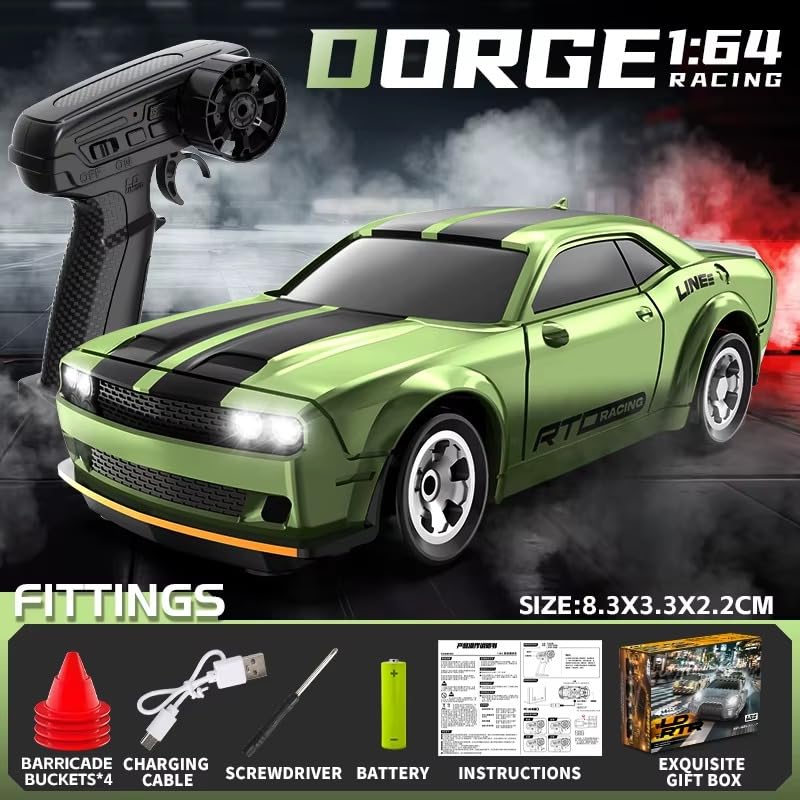 Image of 1:64 Scale Desktop Drift car | 2.4Ghz| RC Cars, Remote Control Car Toy, RC Drifting Cars, 2 Speed Modes (Gorgeous Green)