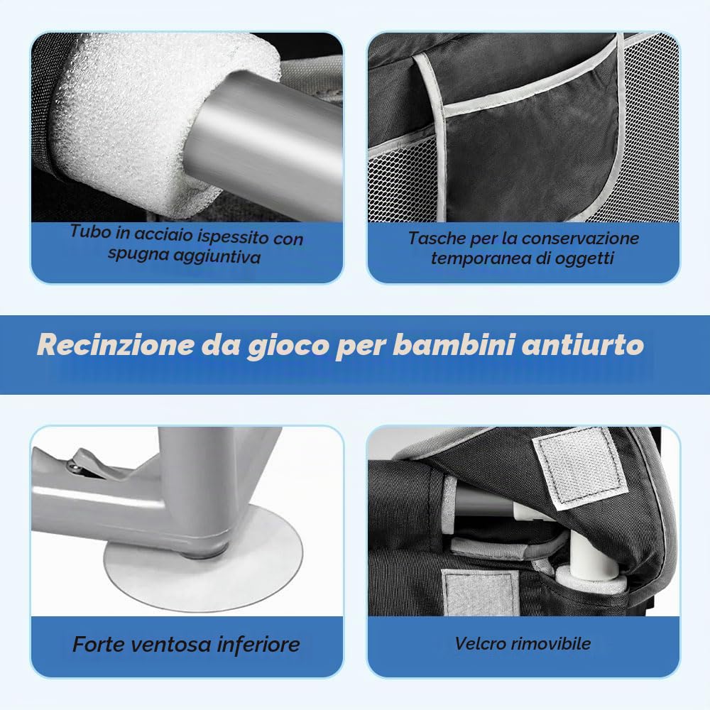 Box modulare 120 cm x 160 cm x 66 cm, pieghevole, tessuto Oxford con custodia, sicuro e comodo, attività genitore-figlio (grigio scuro)