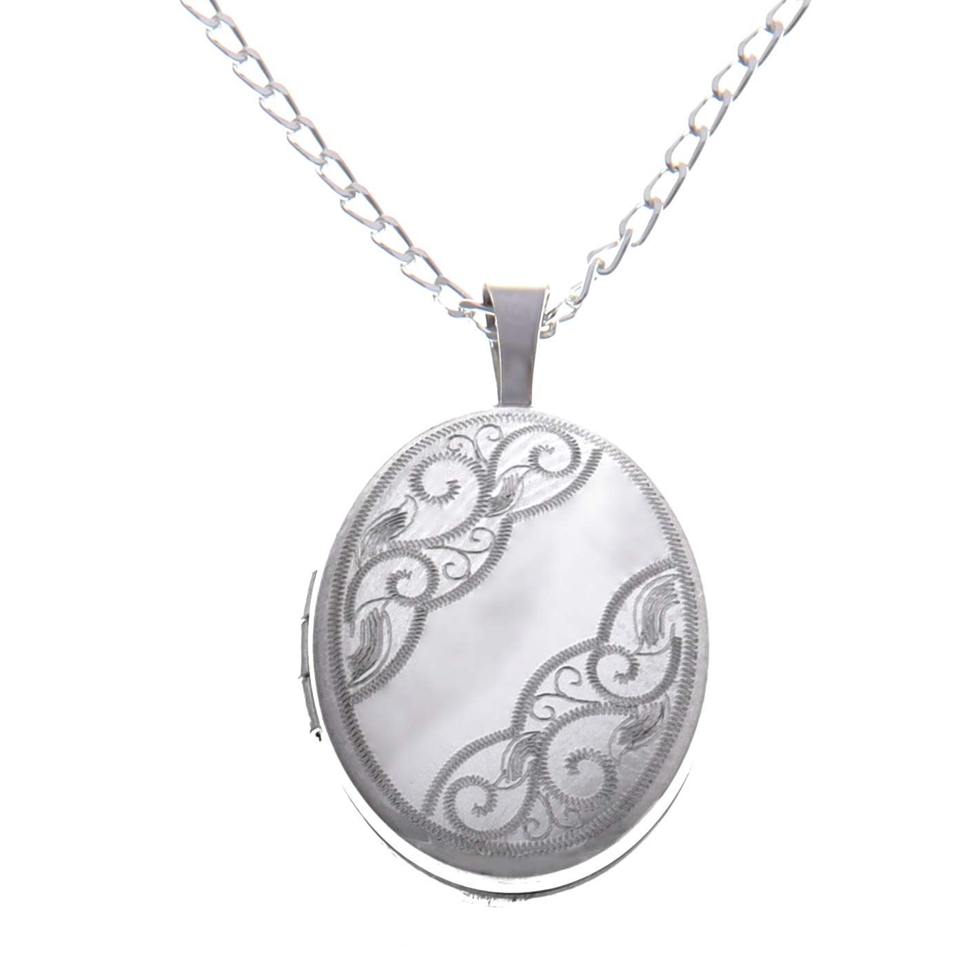 925 Sterling Silver Locket Necklace for Women - Girls 2 Photo Locket - 20mm x 15mm Oval Locket with 18" Silver Chain & Jewellery Gift Box