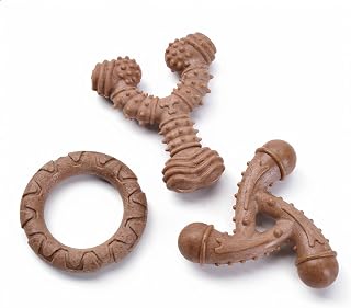 MECOOL Indestructible Dog Chew Toys for Aggressive Chewers 3PCS, Durable Bacon Flavored Nylon Bones for Small Dogs, Puppy Teething Toys, Long Lasting Nylon Dog Chews