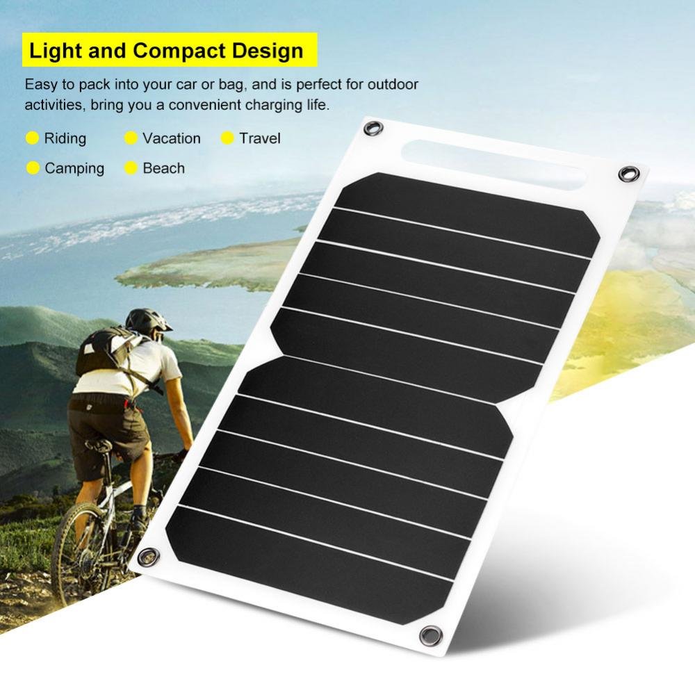 Chargeur Panneau Solaire Portable 10W Ultra-Mince Imperméable IP62 Haute Efficacité avec Port USB 5V 1200mAh