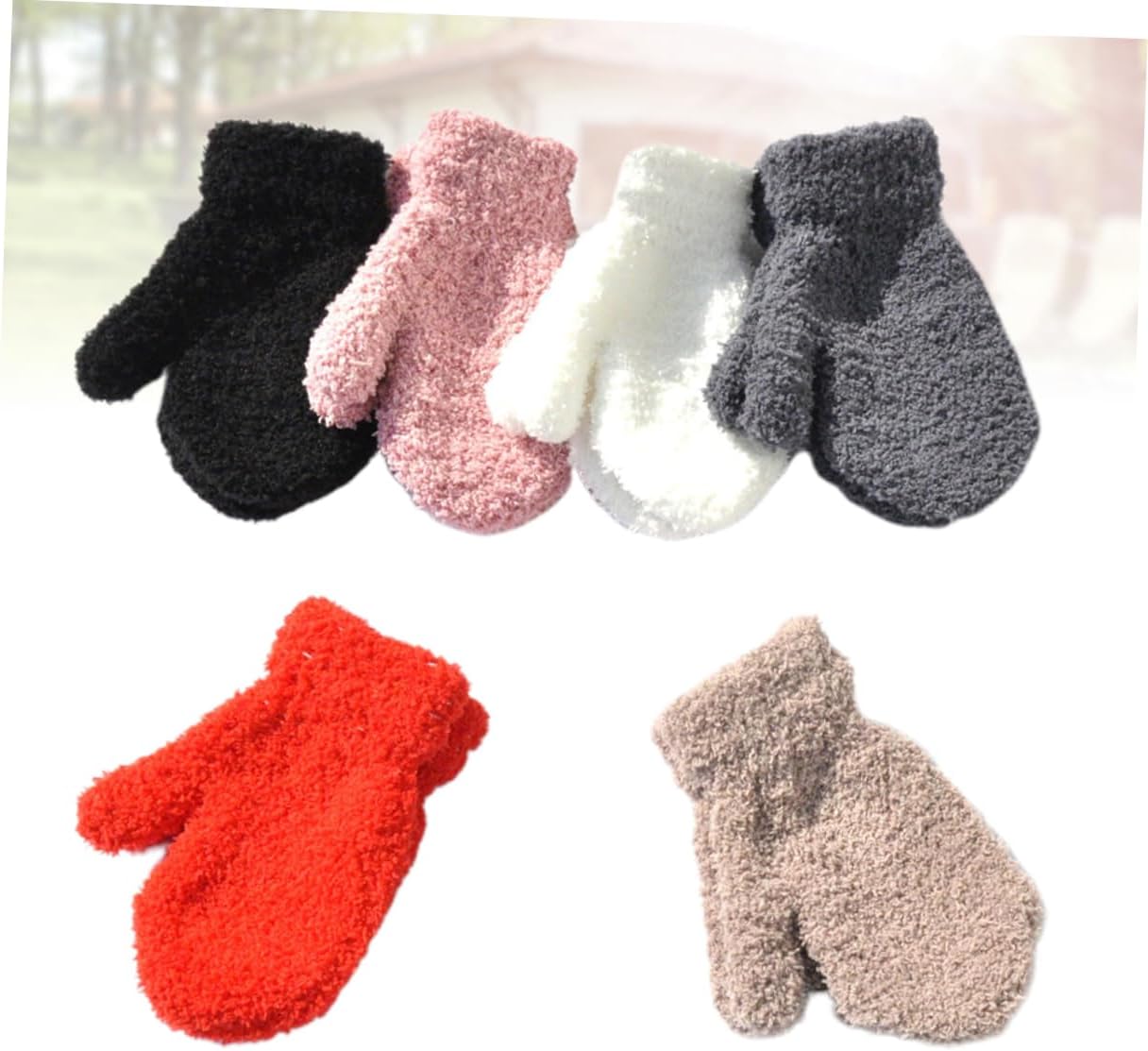 6pairs Boy Girl Winter Knitted Gloves Full Cover Hand Protection Mittens for Girls for Cold Days and Daily Activities