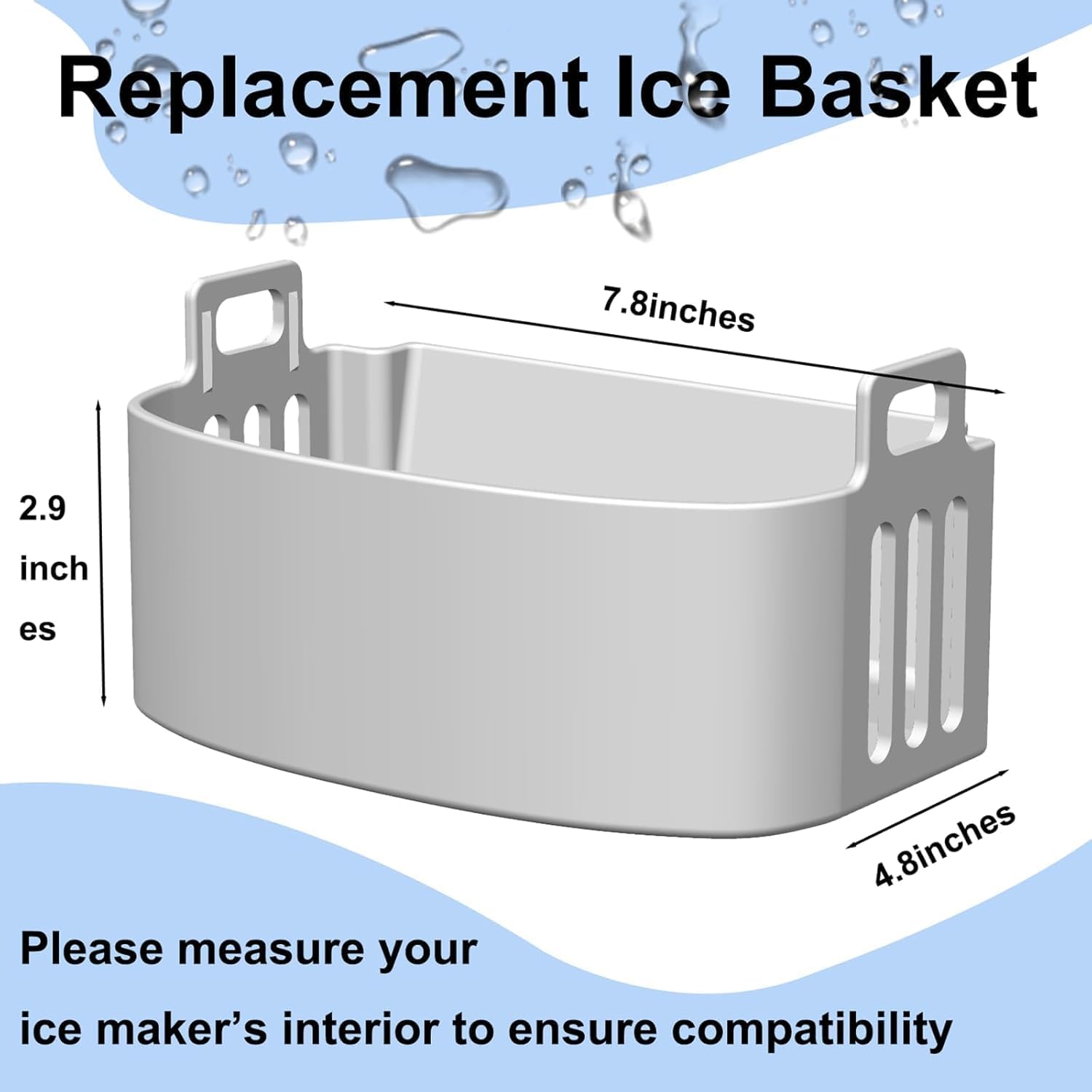 Ice Basket Compatible with Magic Chef Ice Maker, Replacement Basket Compatible with Magic Chef, Compatible with Frigidaire Durable and No Assembly, No Tools Required, Easy To Replace