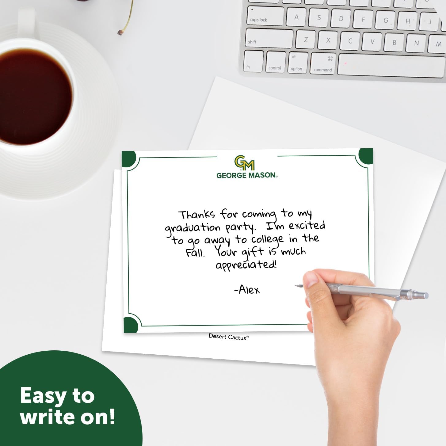 Desert Cactus George Mason University 10 Pack Notecards Stationery Cardstock GMU Patriots Includes Envelopes Memo Party Thank You (Notecard 4b)