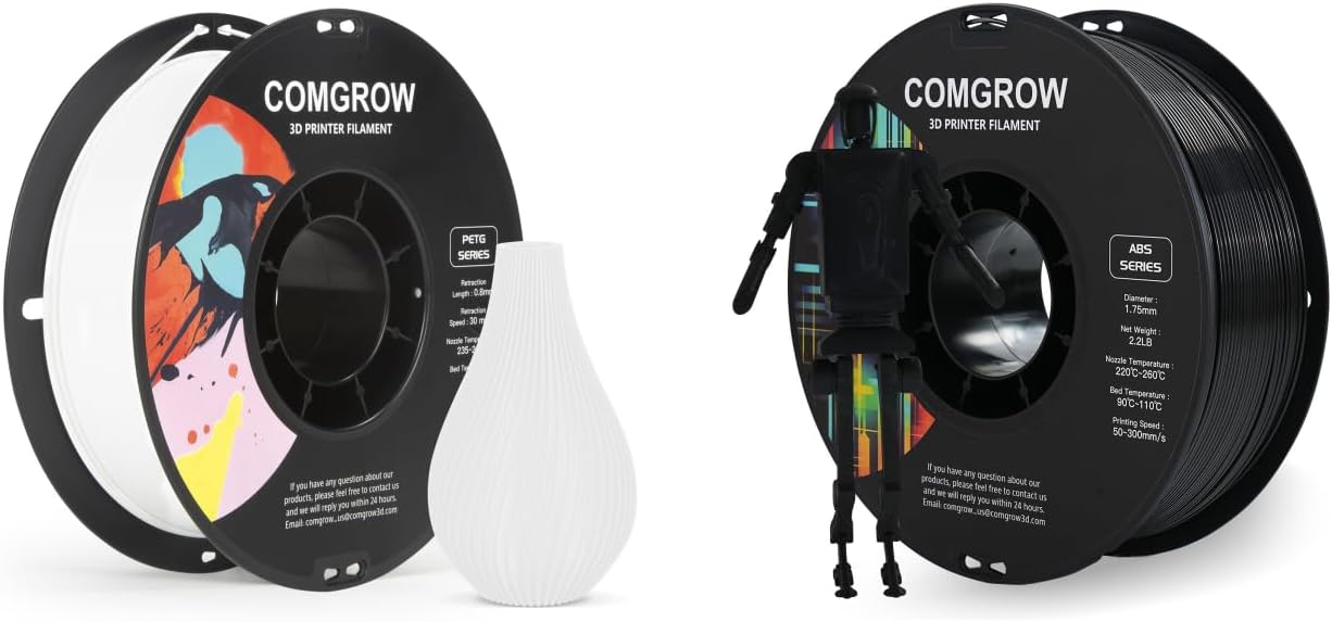 Comgrow PETG 3D Printer Filament 1.75mm and ABS Filament 1.75mm