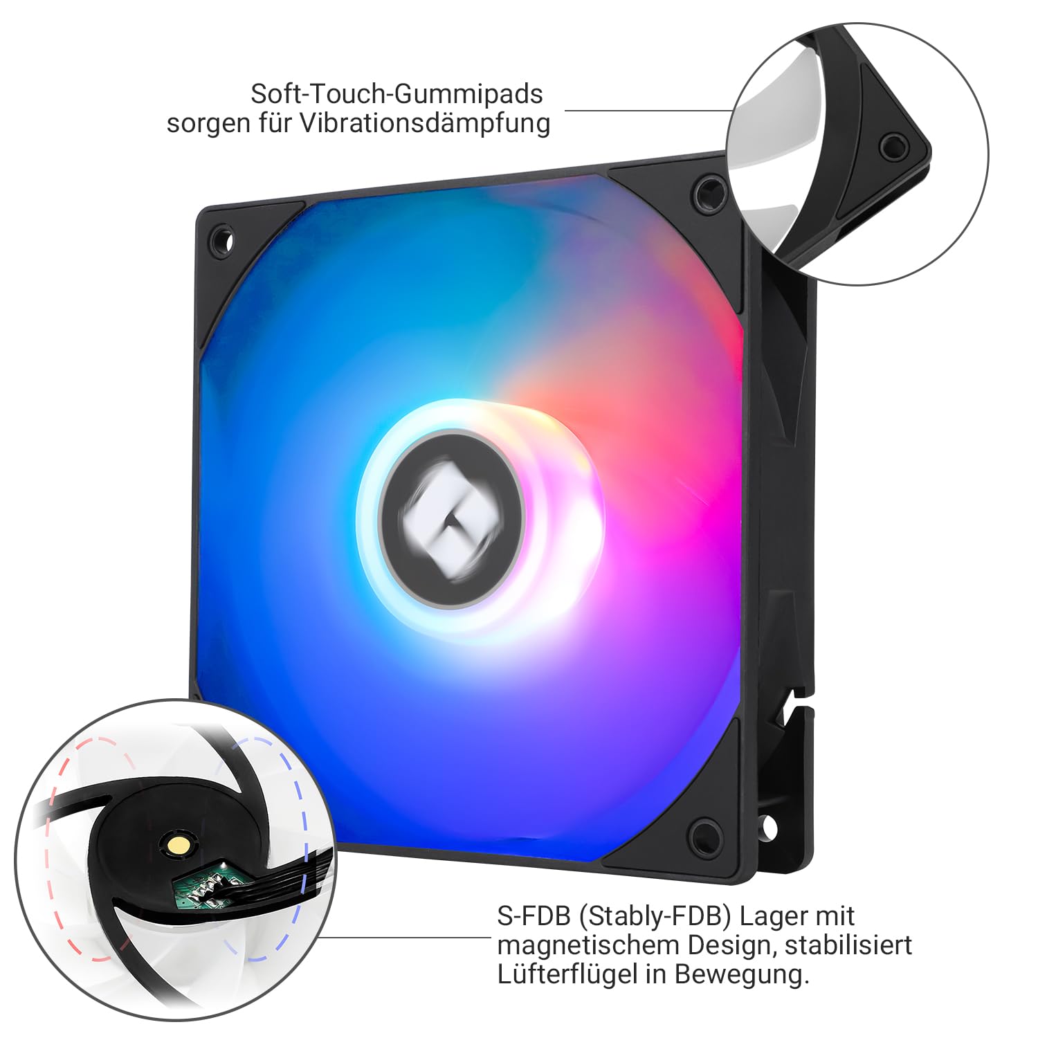 Thermalright TL-C12RB-S V2 CPU Fan 120 mm ARGB Case Fan, 4-stykowe złącze PWM, cichy odwrócony wentylator komputerowy z łożyskiem S-FDB w zestawie, wentylator chłodzący do 1500 obr./min (Black ARGB)