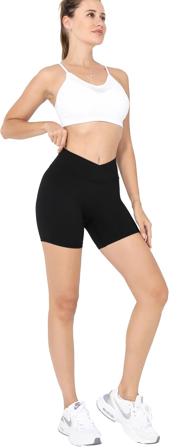 STUNNY No Front Seam Workout Yoga Shorts for Women High Waist with Tummy Control Workout V Crossover Bike Activewear Shorts - Image 6