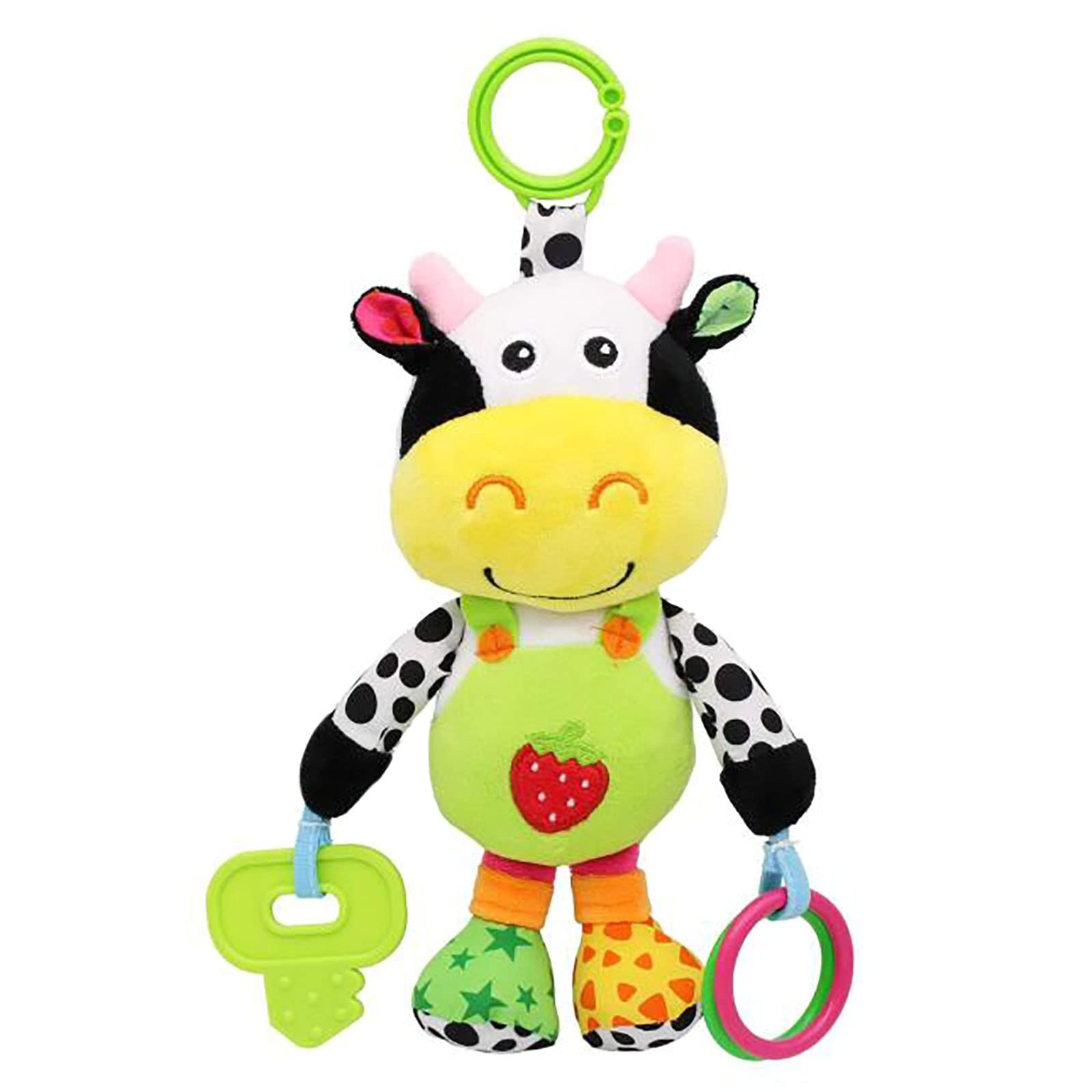 Baby Bed and Rattle Musical Toy with 32 Soothing Melodies Soft Teether Hanging Stroller Toy for Newborn Infant Development (Green, One Size)