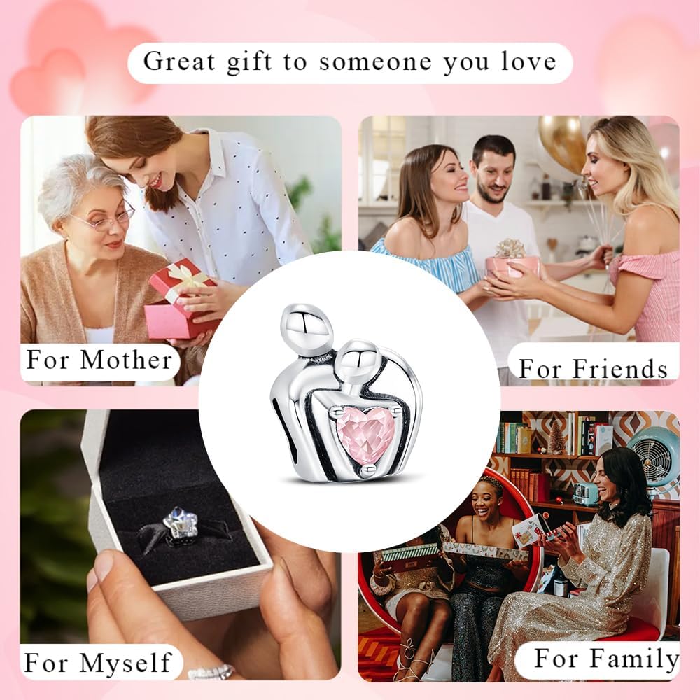 BOIGEGU Plated Silver Couple Hug Charm for Pandora Bracelets Lover Bead Embrace Characters Pendent Birthday/Valentine's Day Gift For Couples - Image 6