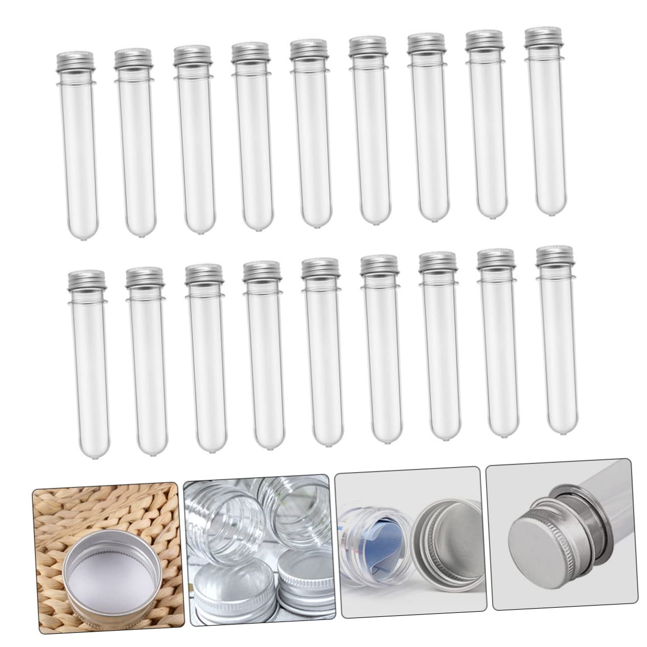 FUNOMOCYA 50pcs Test Tube Bottle Small Candy Tubes Test Tubes Candy Vials Containers for Cookies Bath Salt Storage Tube Vending+Machines Cookie Container Clear Bottles Flat Tube Bottle Pet