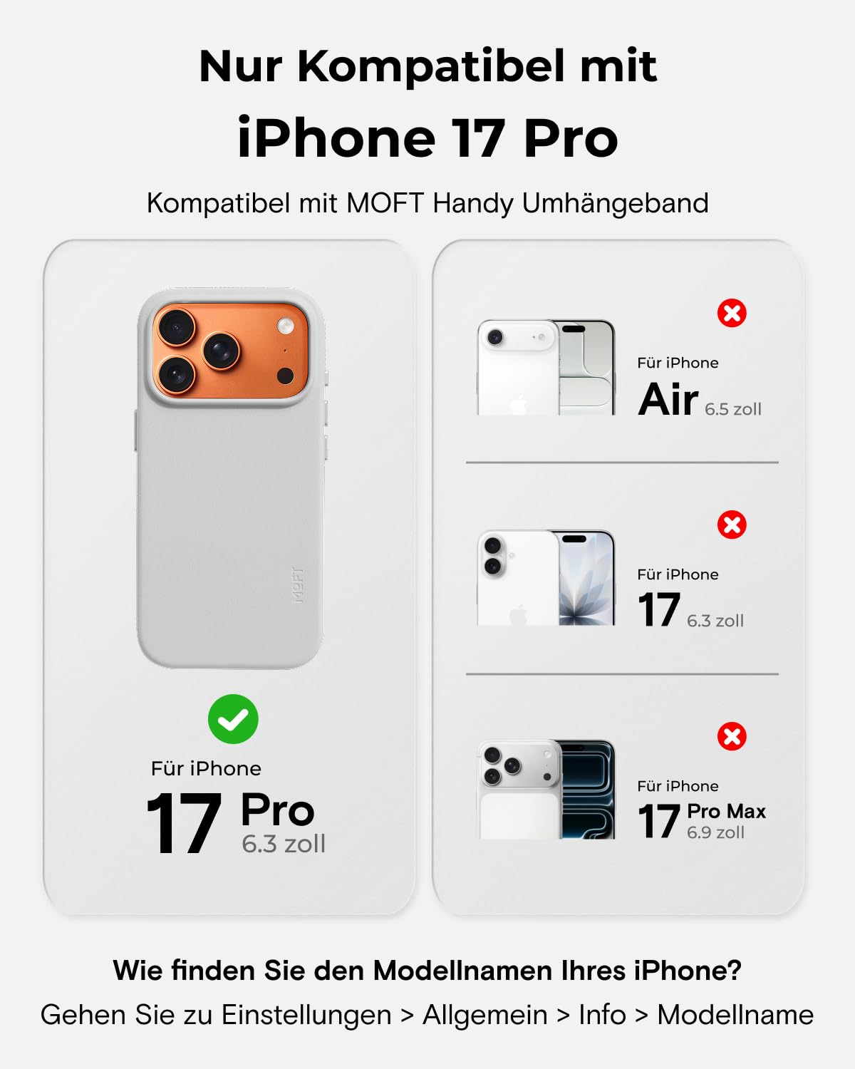 MOFT für iPhone 17 Pro Hülle, MOVAS Vegane Ledertasche Magnetische Hülle, Weicher Anschlag, Farberhaltung, Fleckenresistent, Leicht zu Reinigen, Neblige Bucht