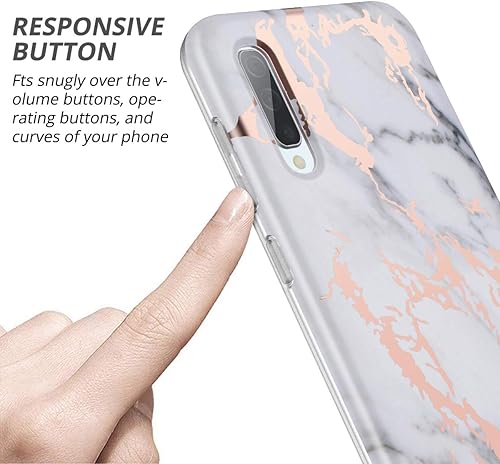 Miniatura 5 de SURITCH Funda para Galaxy A50, Protector de pantalla incorporado Carcasa suave de mármol de oro rosa, a prueba de golpes, resistente, híbrida de