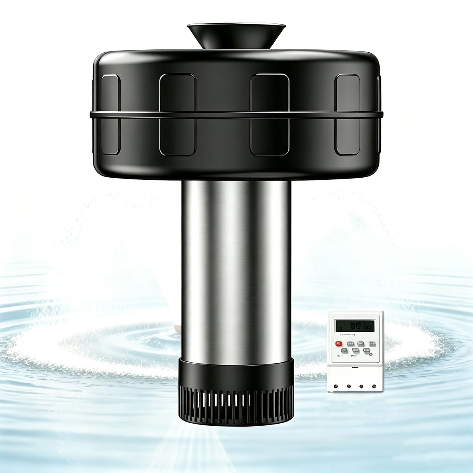 LTzygmion Pond Fountain Aerator, Floating Pond Fountain Pump With Timer Switch And 2-nozzles, Water Splash Adjustable, Preventing Blockage, For Large And Small Outdoor Ponds And Lakes 750W