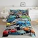 Manfei Kids Racing Car Comforter Set Twin Size, Coloful Sports Car Bedding Set 2pcs for Boys Girls Teen Bedroom Decor, Extreme Sports Theme Quilt Set Race Cars Duvet Set with 1 Pillowcase