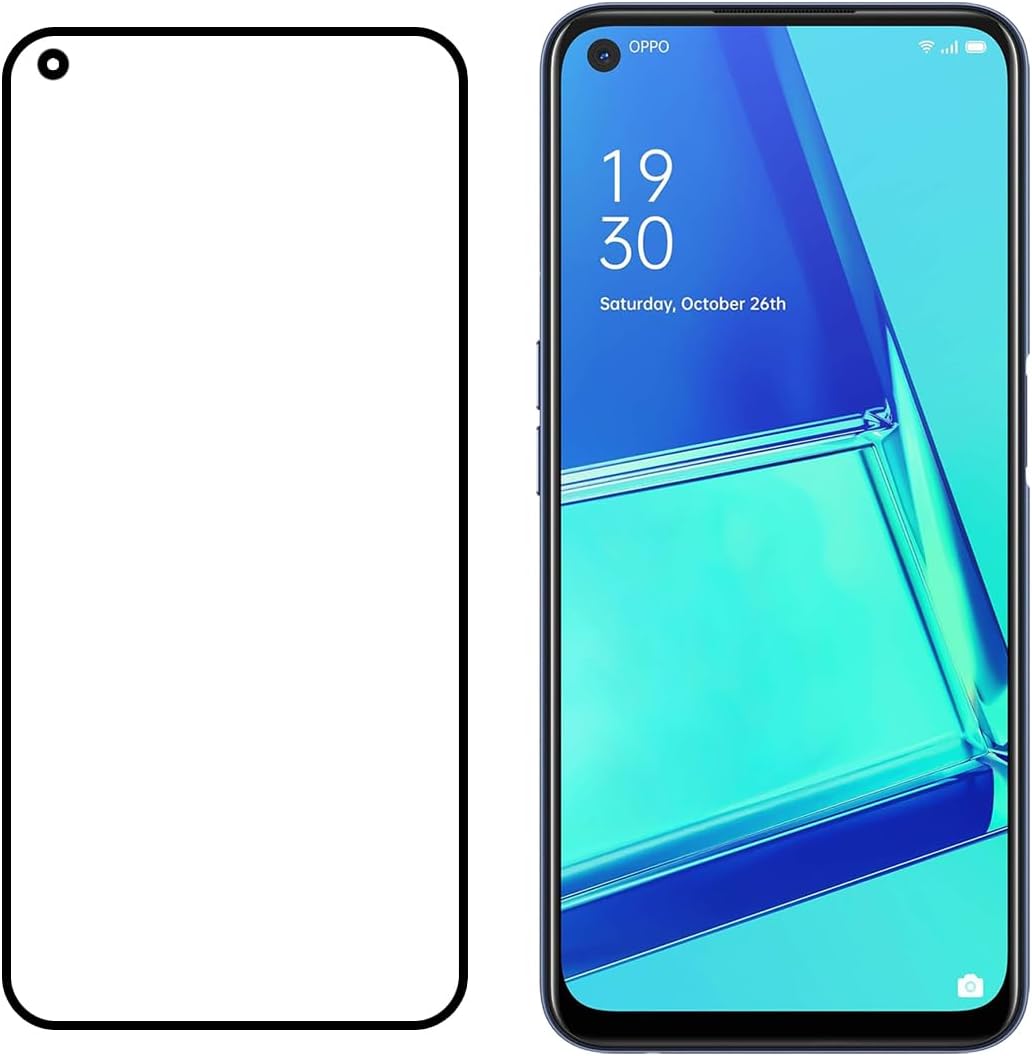 Tough Lee Tempered Glass Screen Guard Protector for Oppo A33 / A53 / A54 / A55 / K10 / A96 / A76 (Edge to Edge Coverage) (with Easy Installation Kit) (Scratch Proof, Durable) (Black) (Pack of 1)