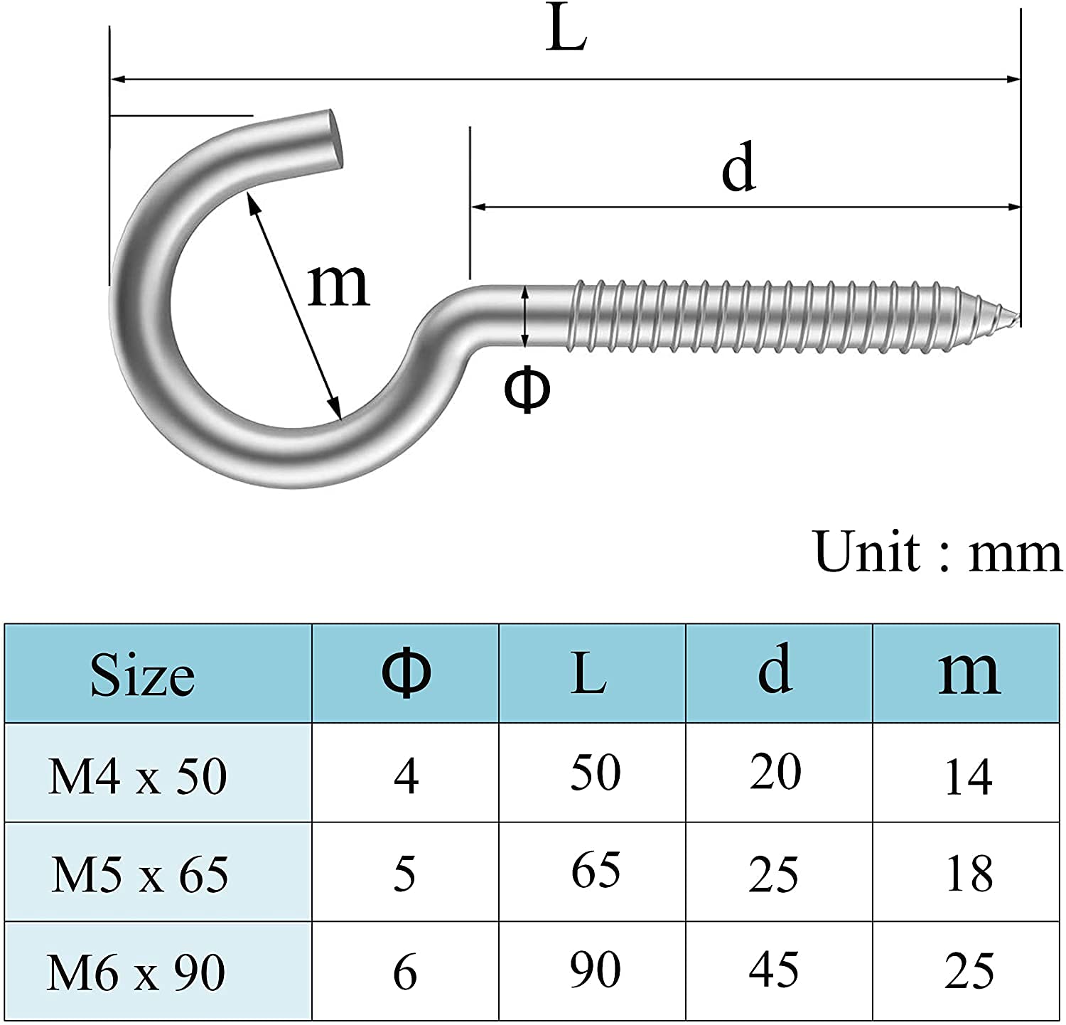 10 Vite A Occhiello M5x70 In Acciaio Inox 304 - Ganci Per Appendere - Foto 10