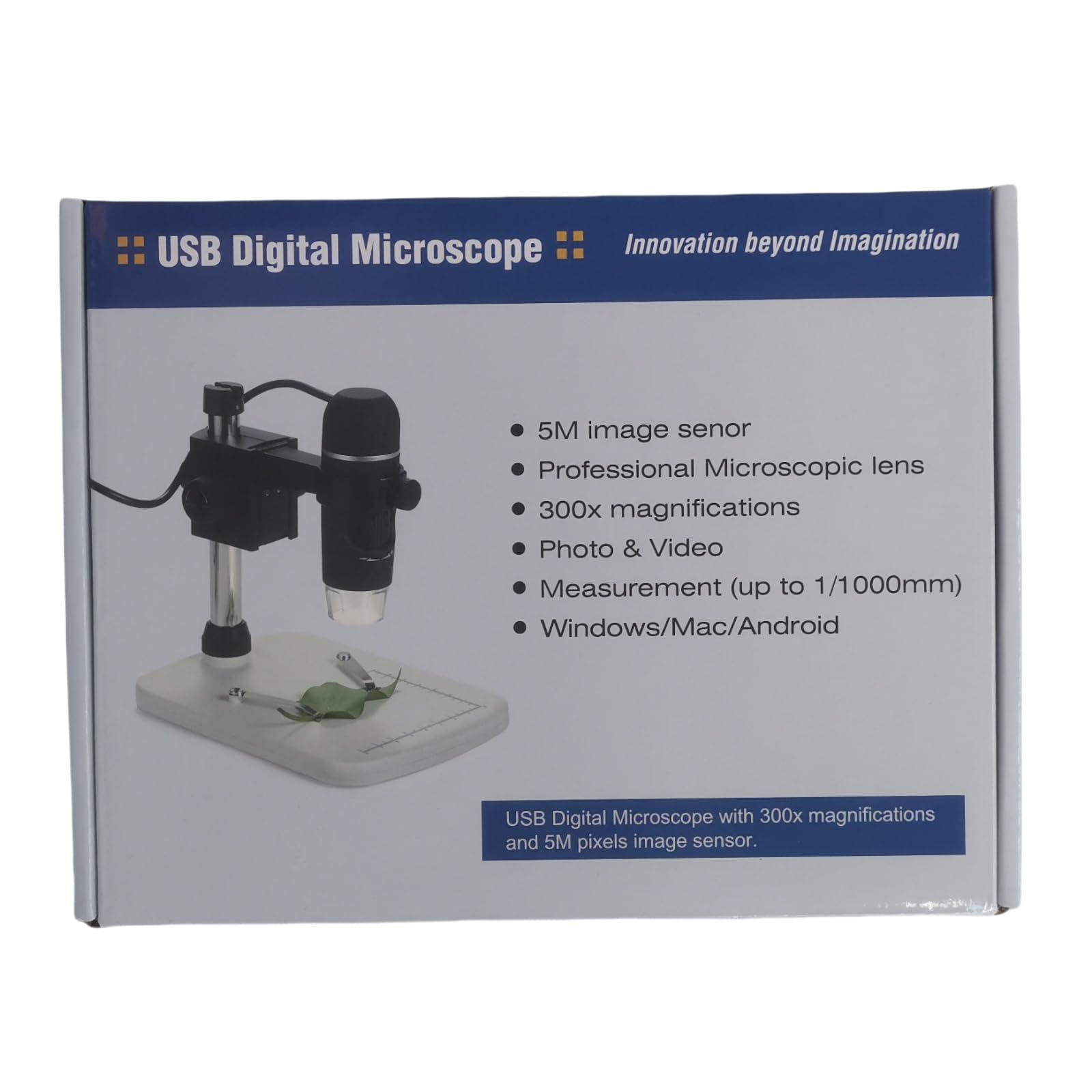 EMEBAY USB Microscopio Digital 5 MP de Vídeo Microscopique Cámara Lupa 300x | útil para la examinassions de pelo, textiles, insignias, girarla, plantas y monedas (entre muchos otros objetos y spécimens)