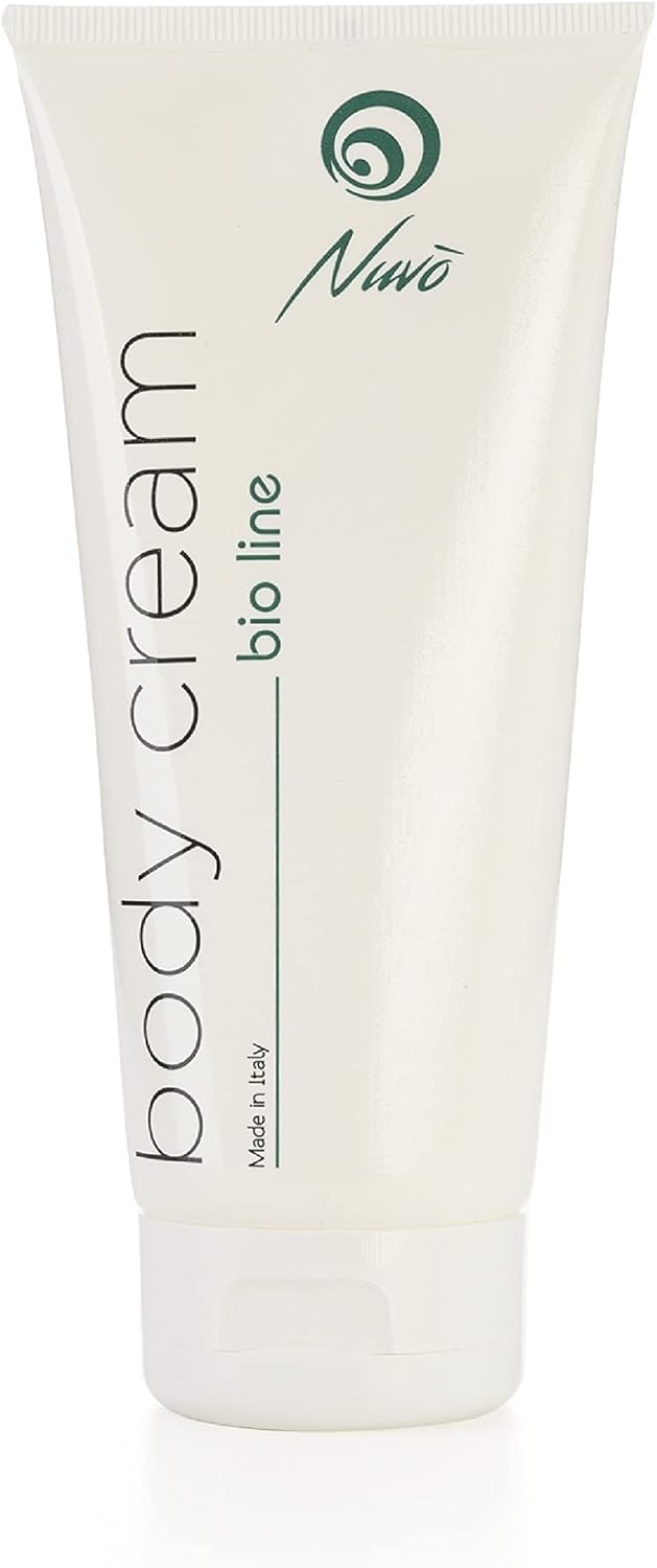 Nuvo’ Bave d Escargot Crème Corps BIOLOGIQUE CERTIFIÉ 200ml, Acide Hyaluronique, Aloe, 12 Ingrédients Actifs Naturels, Hydratante, Nourrissant Protecteur, Contre les Vergetures 100% Made in Italy