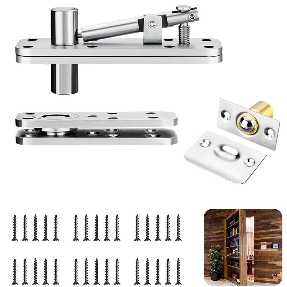 Wotendy Heavy Duty Hidden Door Hinges, 360° Rotation Stainless Steel Pivot Hinge, Up to 260kg Load-Bearing