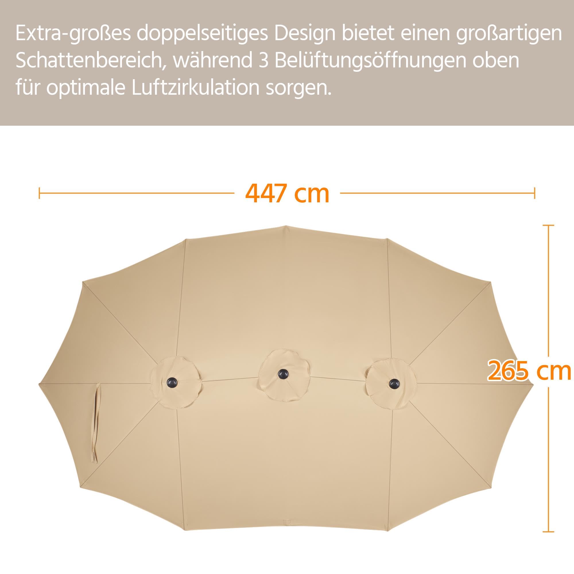 Yaheetech Parasol przeciwsłoneczny ze stojakiem, wspaniały parasol tarasowy z podstawą do ochrony przed słońcem, na balkon/taras/do ogrodu, prostokątny, z ochroną UV 50+