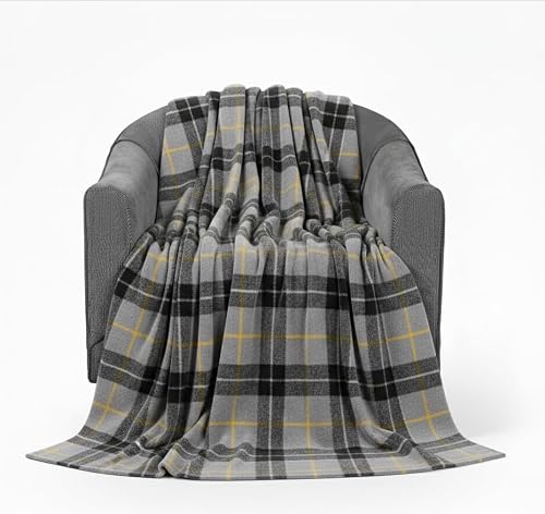 Rohi Grey Tartan Throw Blanket Polyester – Throws for Sofas, Teddy Tartan Throw Blanket for Sofa, Couch, or Bed – Lightweight Sofa Throw, Durable, and Stylish Home Accent (Grey, 150 x 200cm)