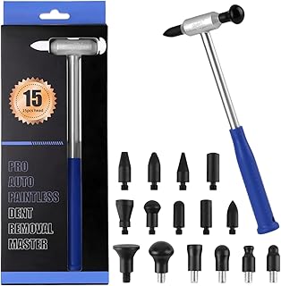 Auto Body Dent Hammer Tool Set - Aluminum Paintless Dent Removal Hammer with 15 Interchangeable Heads
