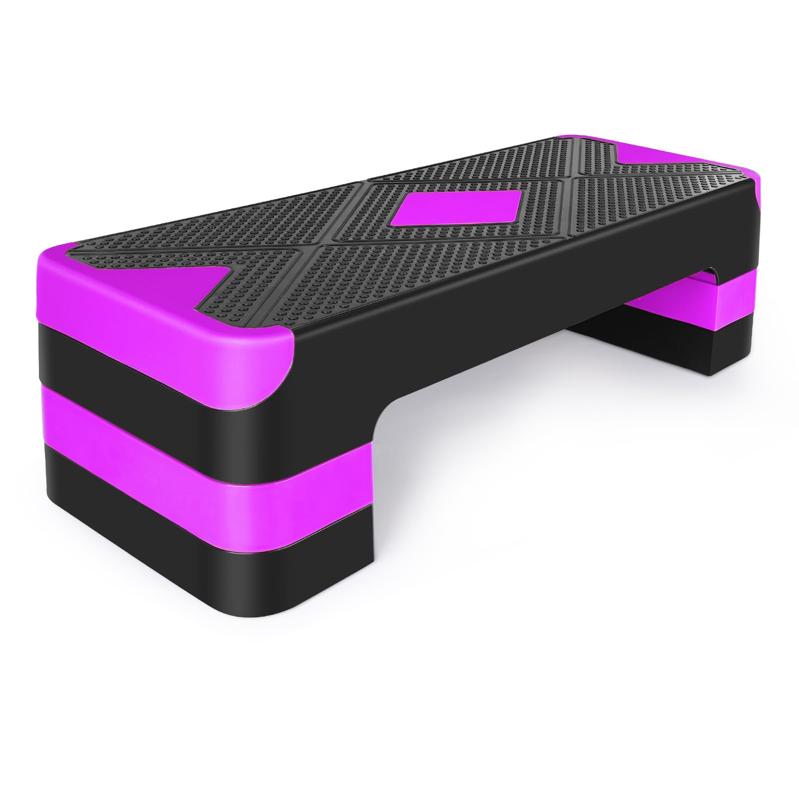 Fitness-Trittbrett, Aerobic-Stepper, 27-Zoll-Trittplatte, verstellbare Höhe (10 CM / 4 Zoll, 15 CM / 6 Zoll, 20CM / 8 Zoll), praktisch zu verstauen, Violett (LILA)