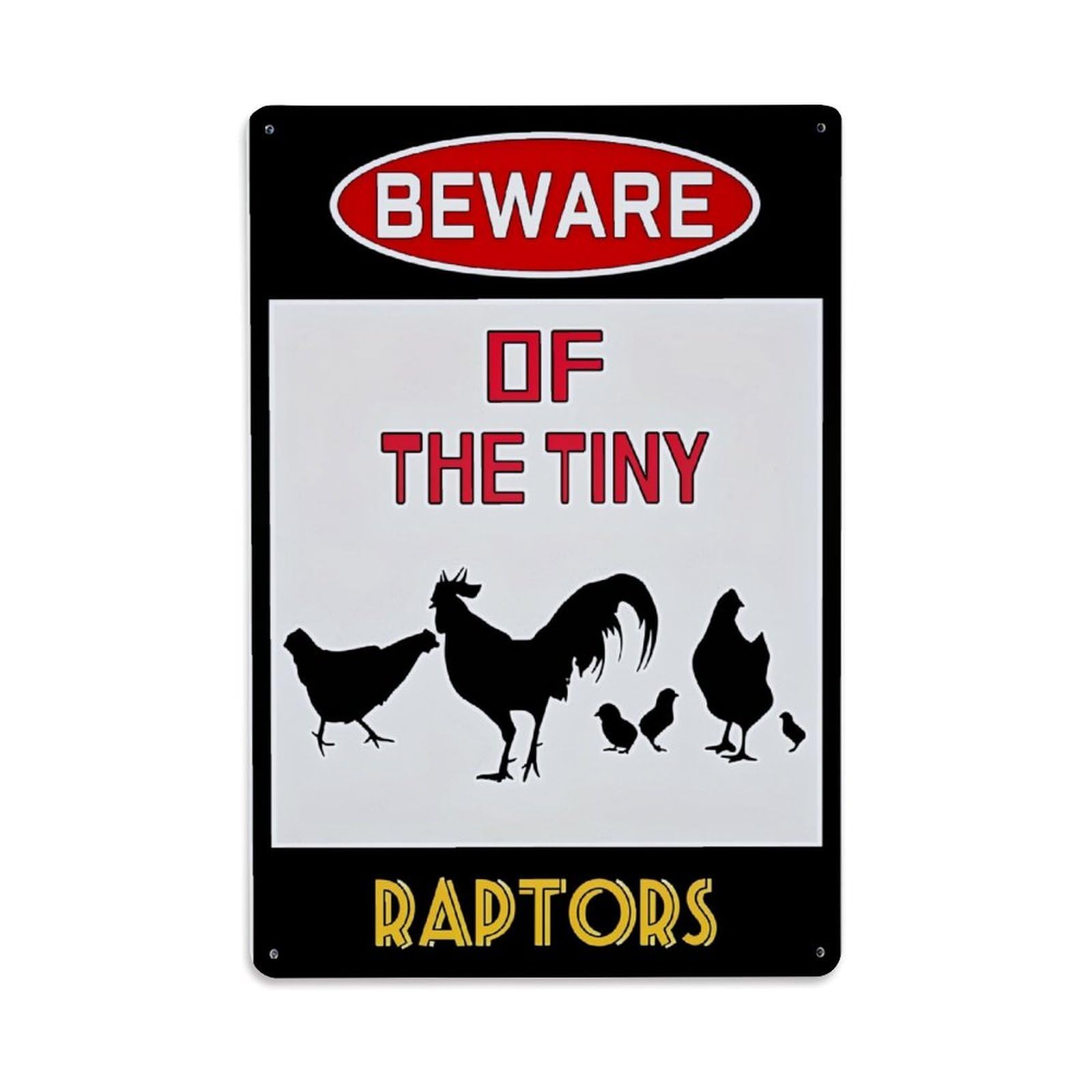 Nestemfo Vintage Beware Of The Tiny Raptors_1 Tin Sign Metal Sign, Living Room,Bar, Home, Bedroom Wall Decor,Retro Metal Poster 8X12 Inches