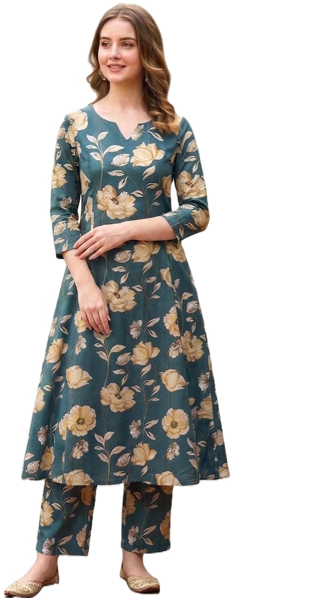 Women's Pure Cotton Printed Kurta with Palazzo Pants | Ethnic Set | Kurti Set for Women | Cotton Cord Set for Women-image-23