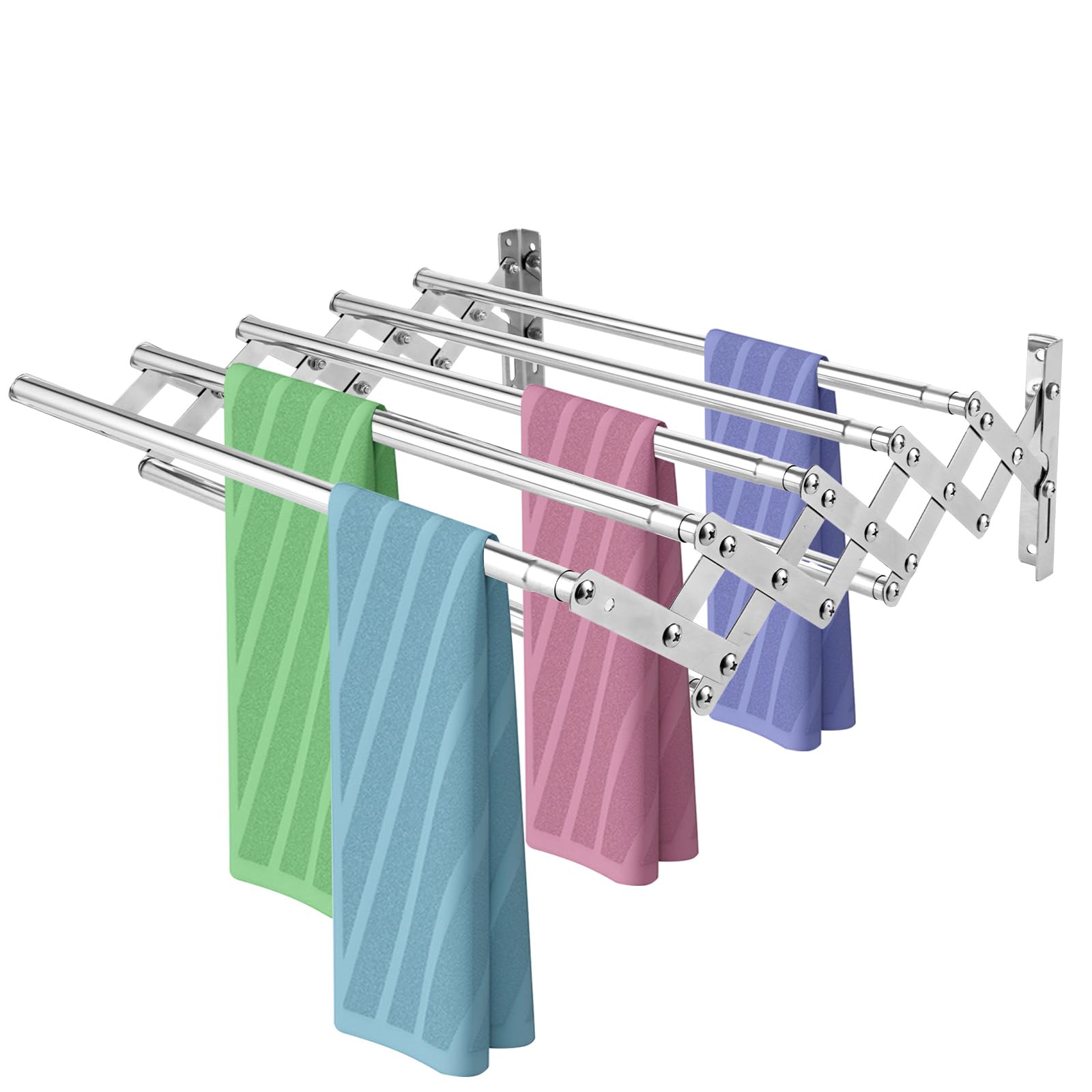Tendedero de pared para colgar en la pared, extensible, plegable, con 7 barras, para baño, balcón, cuarto de lavandería