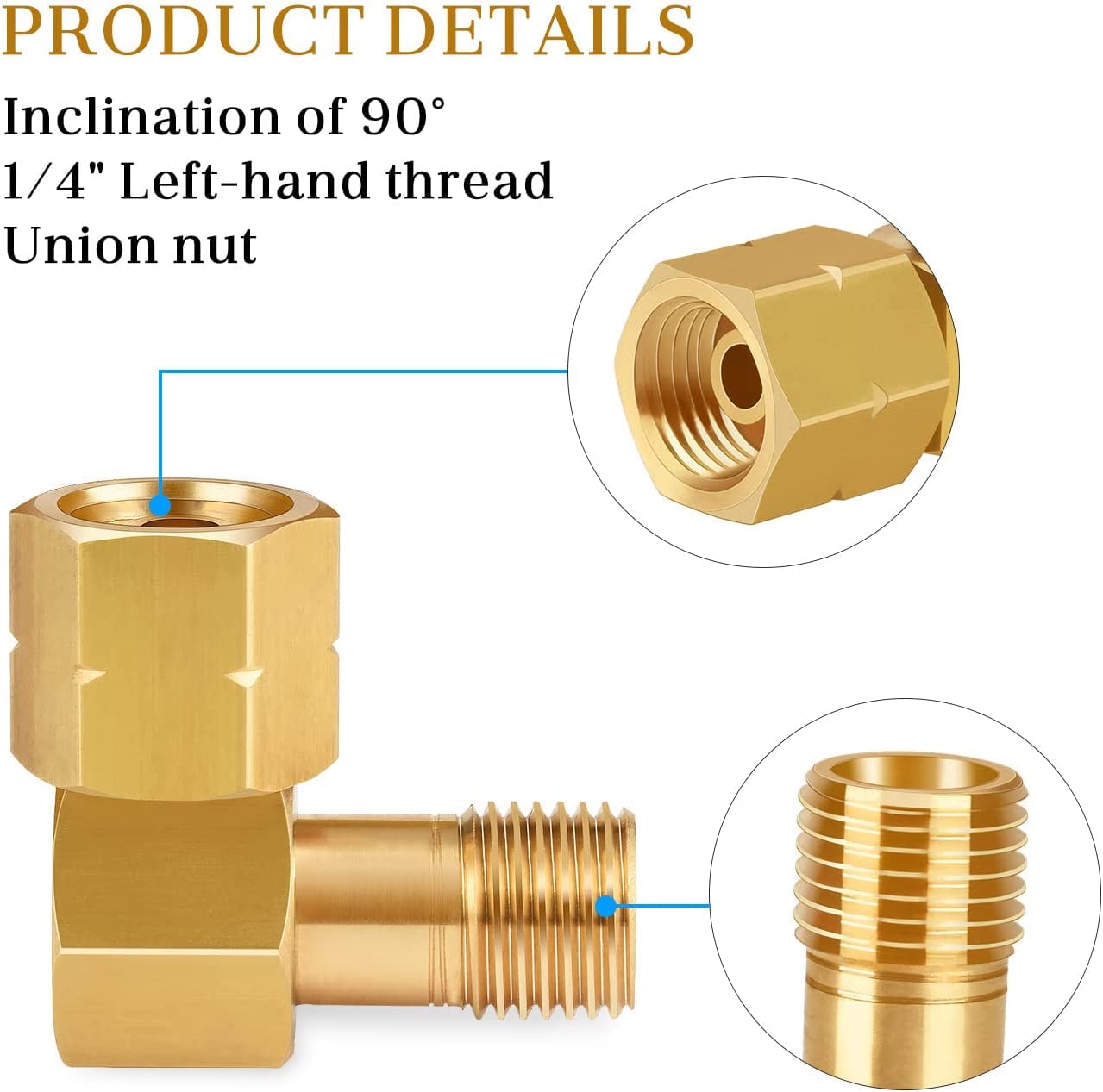 Adattatori Per Gas In Ottone - 2 Pezzi, Da 1/2" A 1/4" | Per Bombole, Grill, Fornelli