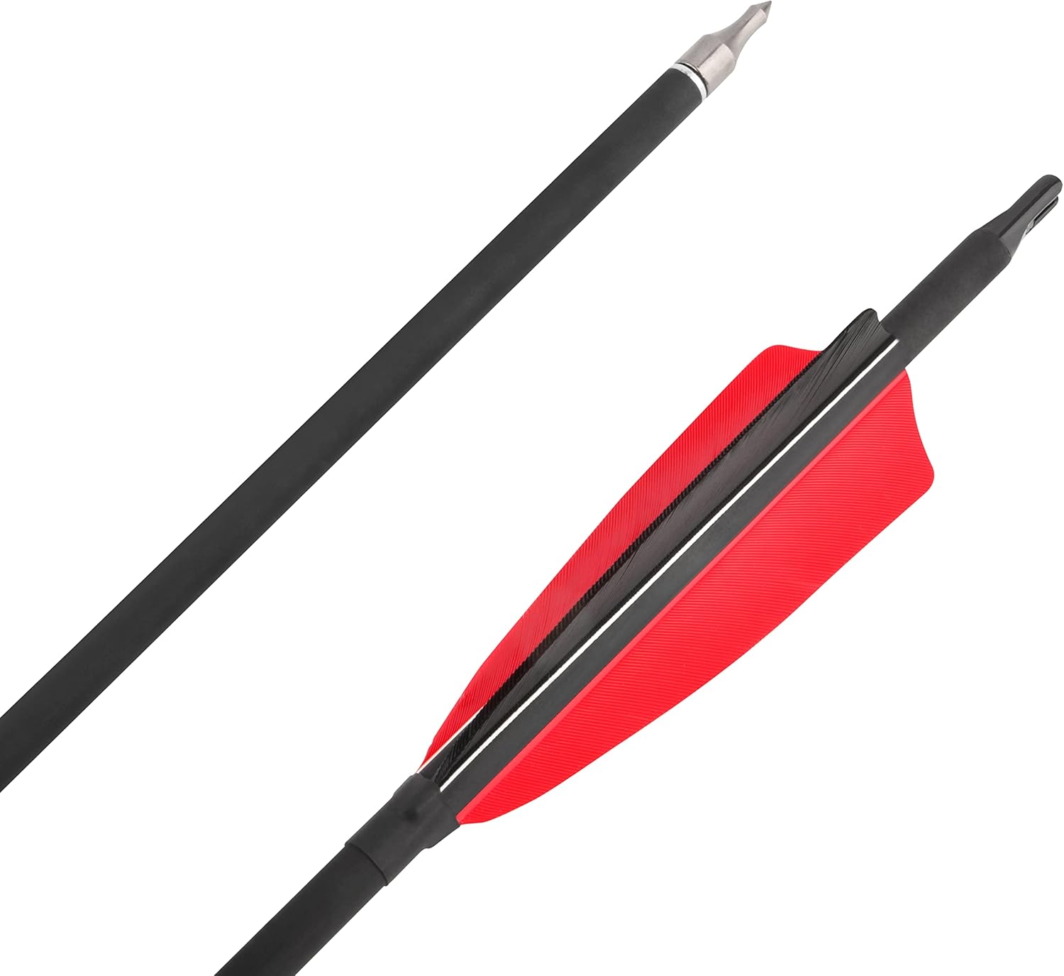 SHARROW 30 Inch Archery Carbon Arrows 500 Spine Hunting Arrows Target Practice Arrow with 4" Turkey Feather and Removable Tips for Recurve & Compound Bow Target Practice Hunting